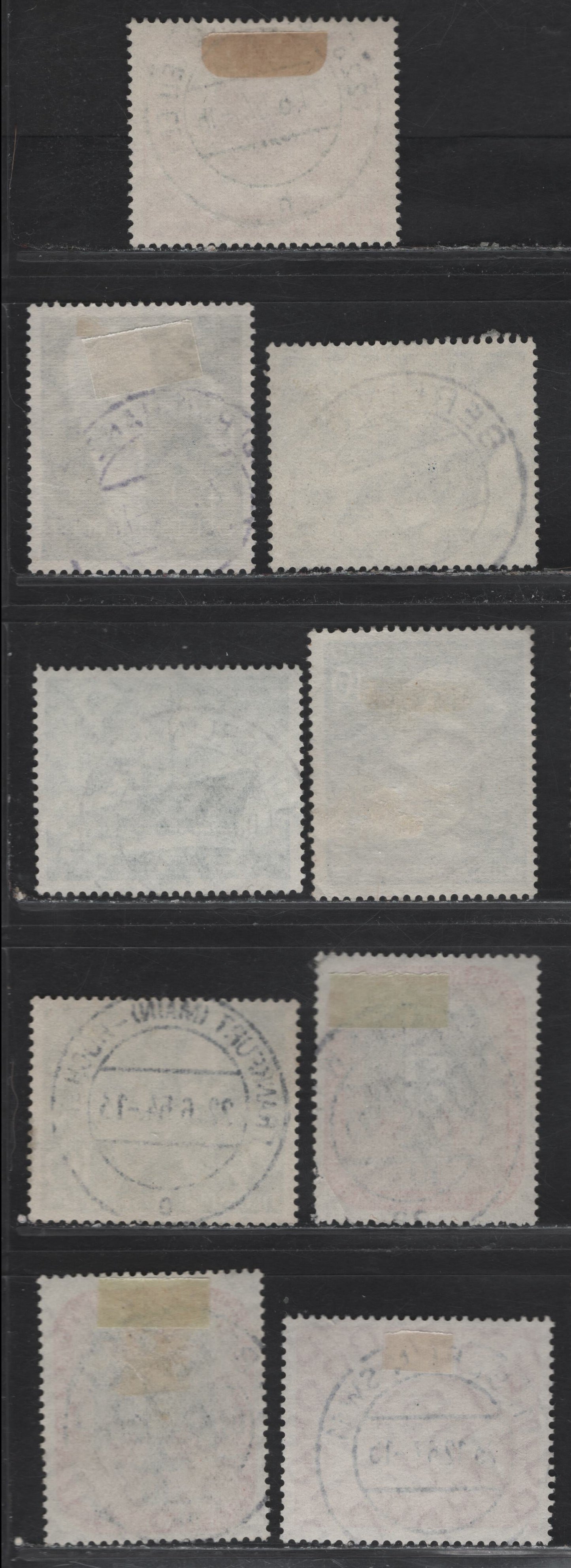 Lot 182 Germany - Berlin SC#9N103, 9N105, 9N111, 9N113-9N115, 9N118-9N119, 9N146 20pf-20pf Red-Carmine Allied Council Building - Hansa Model Town, 1954-1957 Four Power Conference - International Building Show, 8 VF Singles With SON CDS Berlin Cancels