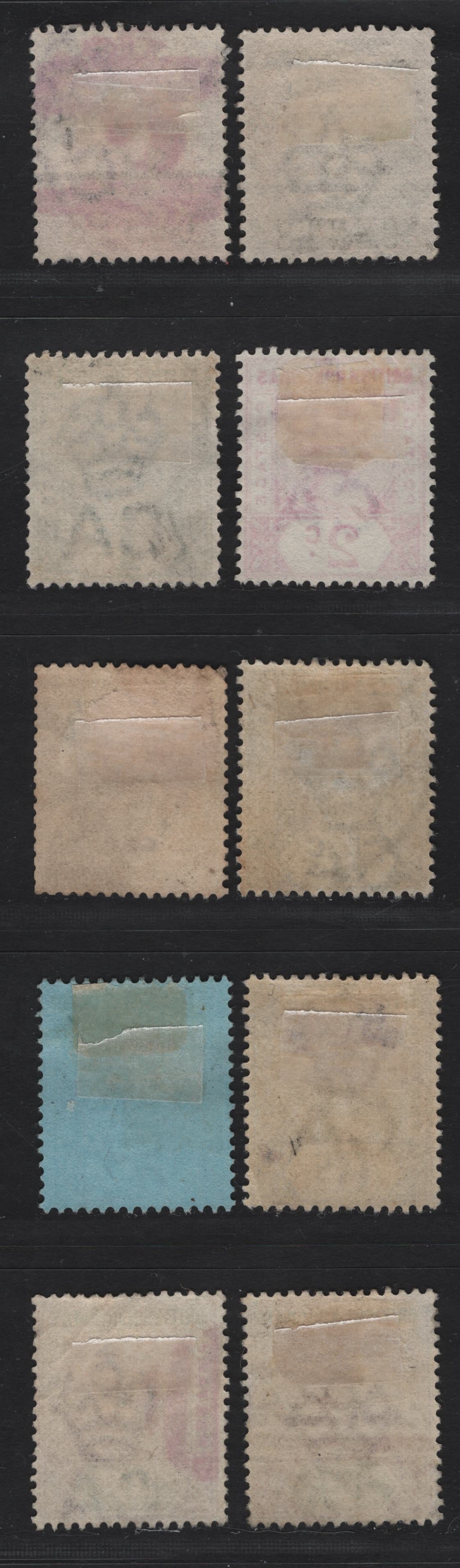 Lot 221 British Honduras SG#44, 49, 51-57, 59 6c on 10c on 4d - 12c , 1891-1901 Surcharge - Queen Victoria Imperium Keyplates Issues, 10 Fine/Very Fine Used Singles, Barred "0" Cancels From Belize City, 2c Has Feb 11 1898 Belize CDS