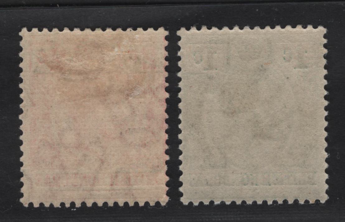Lot 236 British Honduras SG#101-102a 1c - 2c Blue Green - Bright Scarlet King George V, 1913-1921 KGV Keyplates Issue, 2 VG/FOG Singles, Crown CA Wmk