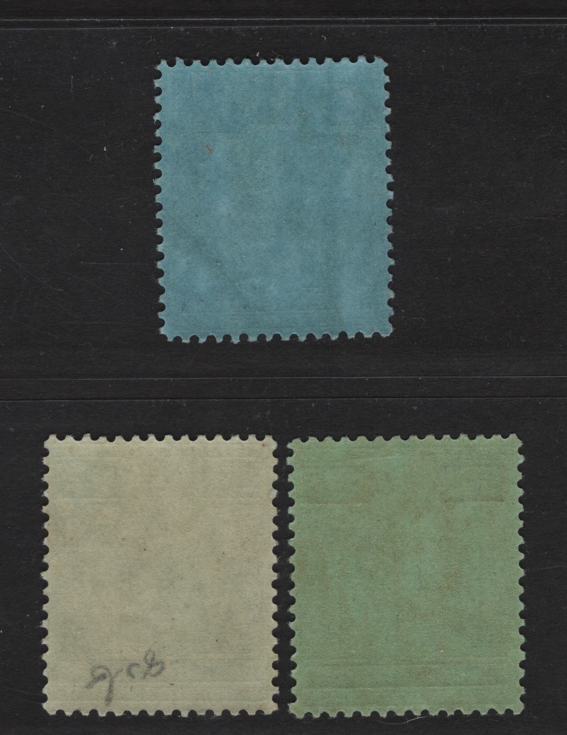 Lot 240 British Honduras SG#106a-b, 107 25c - 50c Black o nBlue Green - Purple & Blue on blue King George V, 1913-1921 KGV Imperium Keyplate Issue, 3 F/VFNH Singles