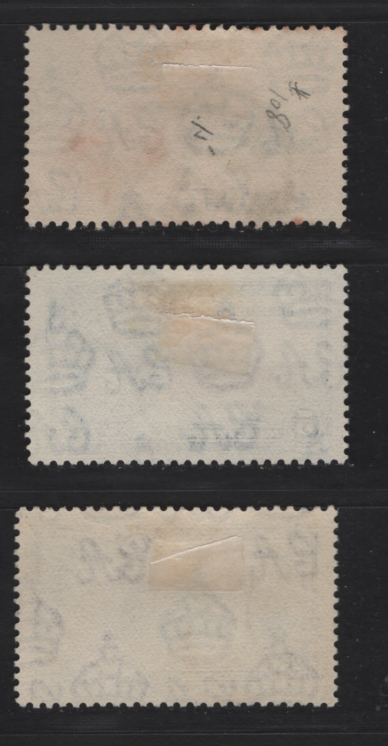 Lot 250 British Honduras SG#143, 145-146 3c - 25c Ultramarine & Gray Black - Slate & Purple KGV & Windsor Castle, 1935 Silver Jubilee Issue, 3 Fine/Very Fine Used Singles