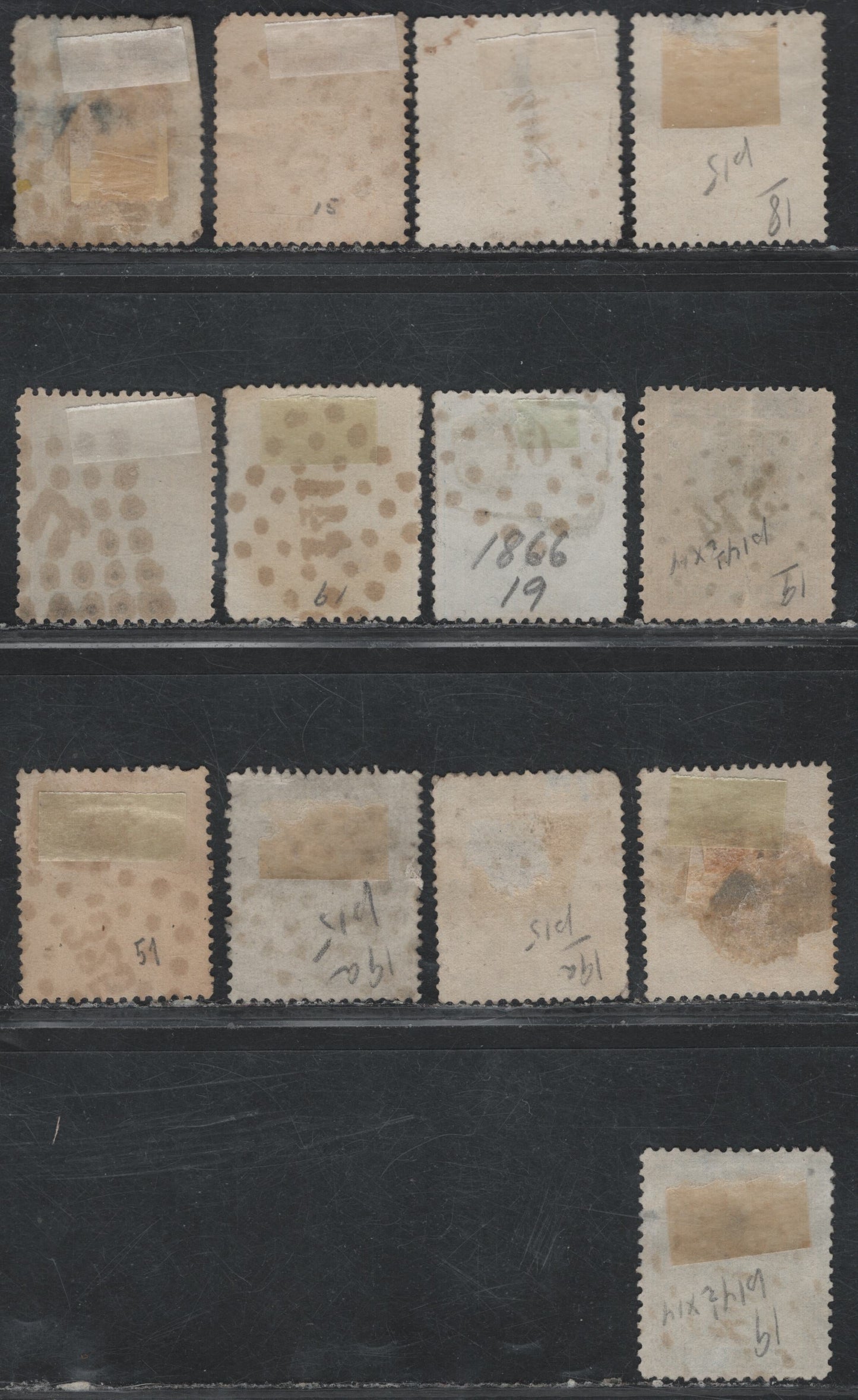 Lot 58 Belgium SC#18,18a,19,19a,19c,21 10c Slate - 40c Rose, 1863 King Leopold I Perforated Epaulette Issue, 13 Ungraded Singles Perf 15 And 14 1/2x 14, All With Different Diamond Dotted Cancels
