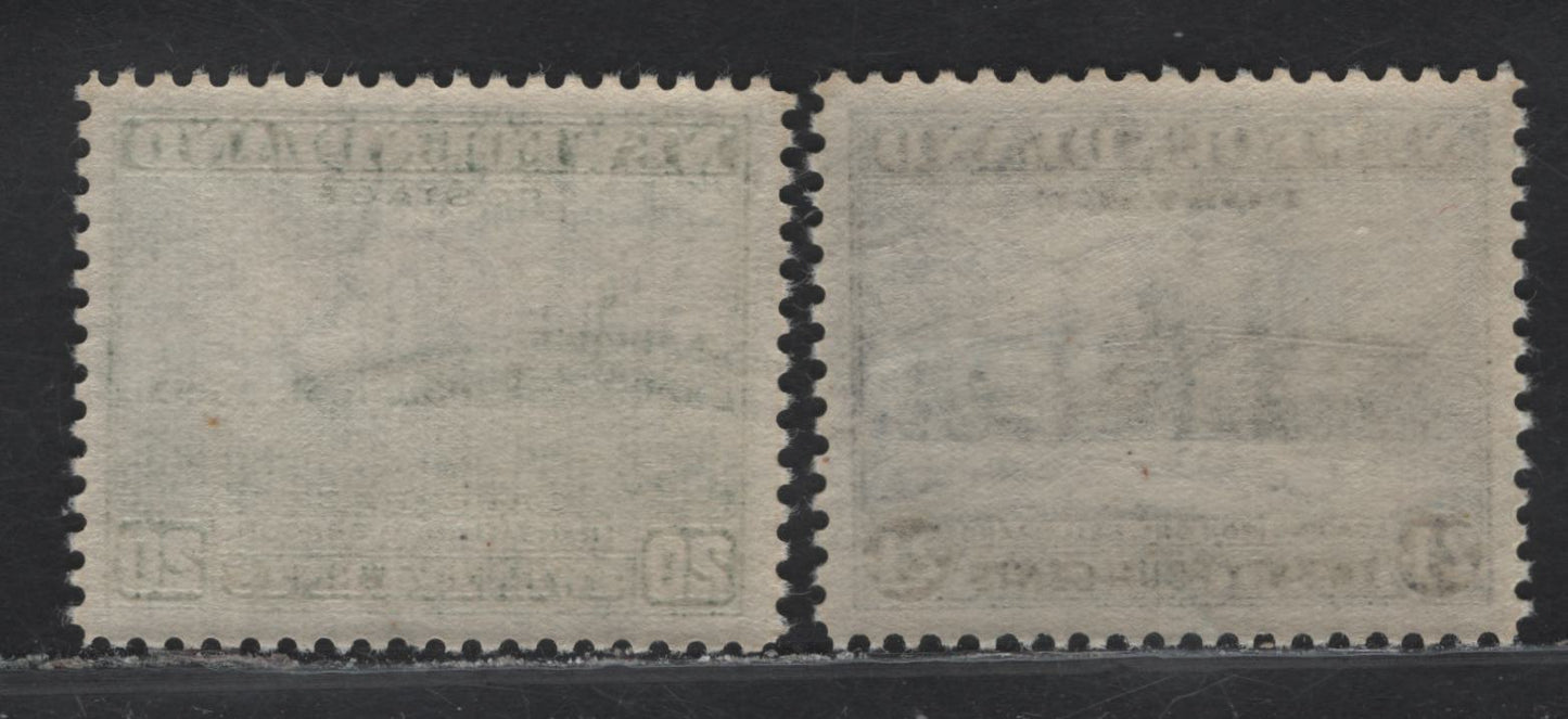Lot 220 Newfoundland #263, 264 20c-24c Bronze Green & Indigo Cape Race & Loading Iron Ore, Bell Island, 1941-1944 Waterlow Resources Issue, 2 VFNH Singles
