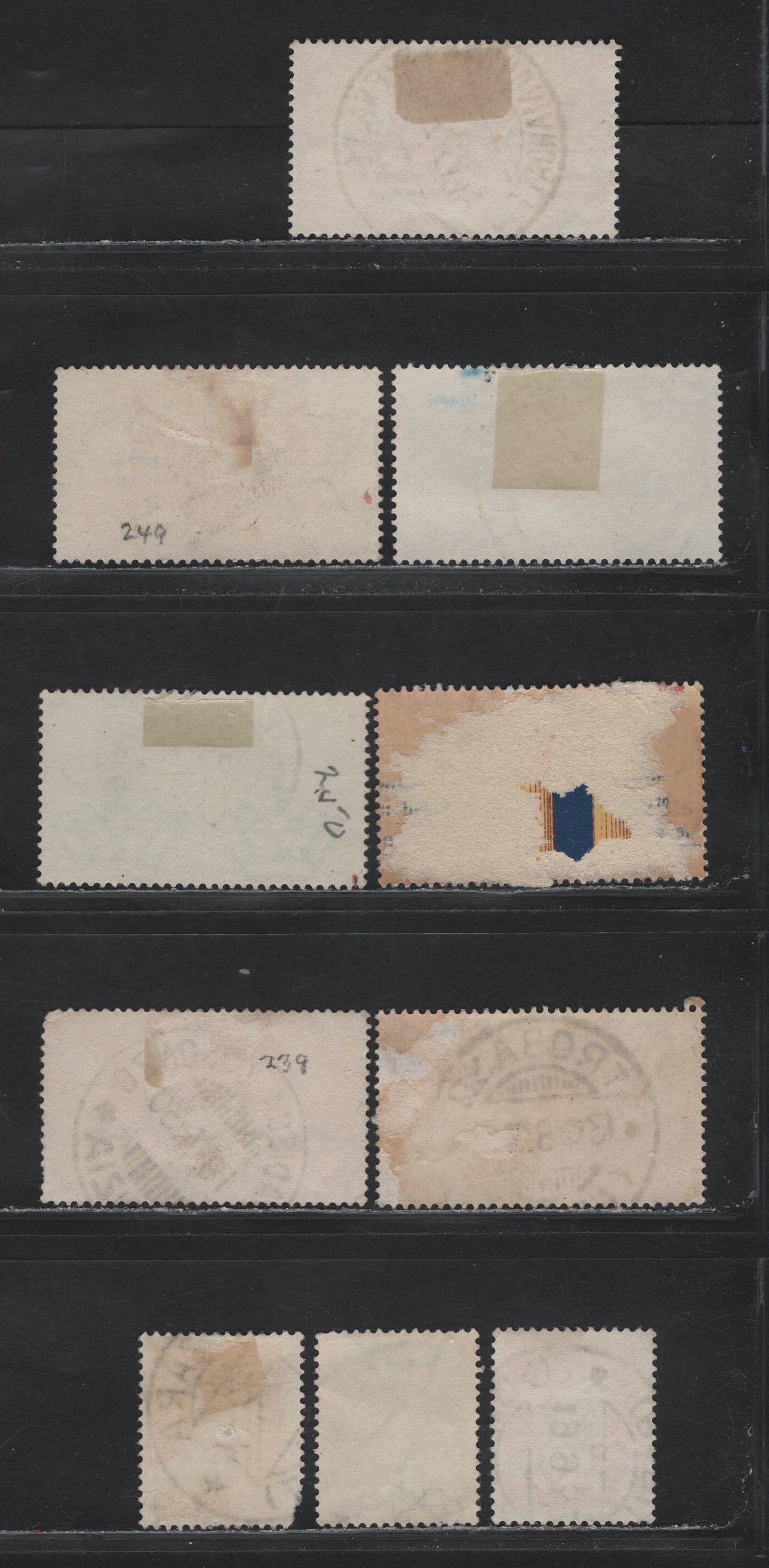 Lot 229 Italy SC#218, 224, 239, 242, 249-250, 252-253 25c-50c Dark Green - Rose Red Augustus Caesar - Helenus & Aeneas, 1929-1942 Portrait Definitives - 1930 Virgil Issue, 9 Fine & VF Used Singles With SON CDS Town Cancels