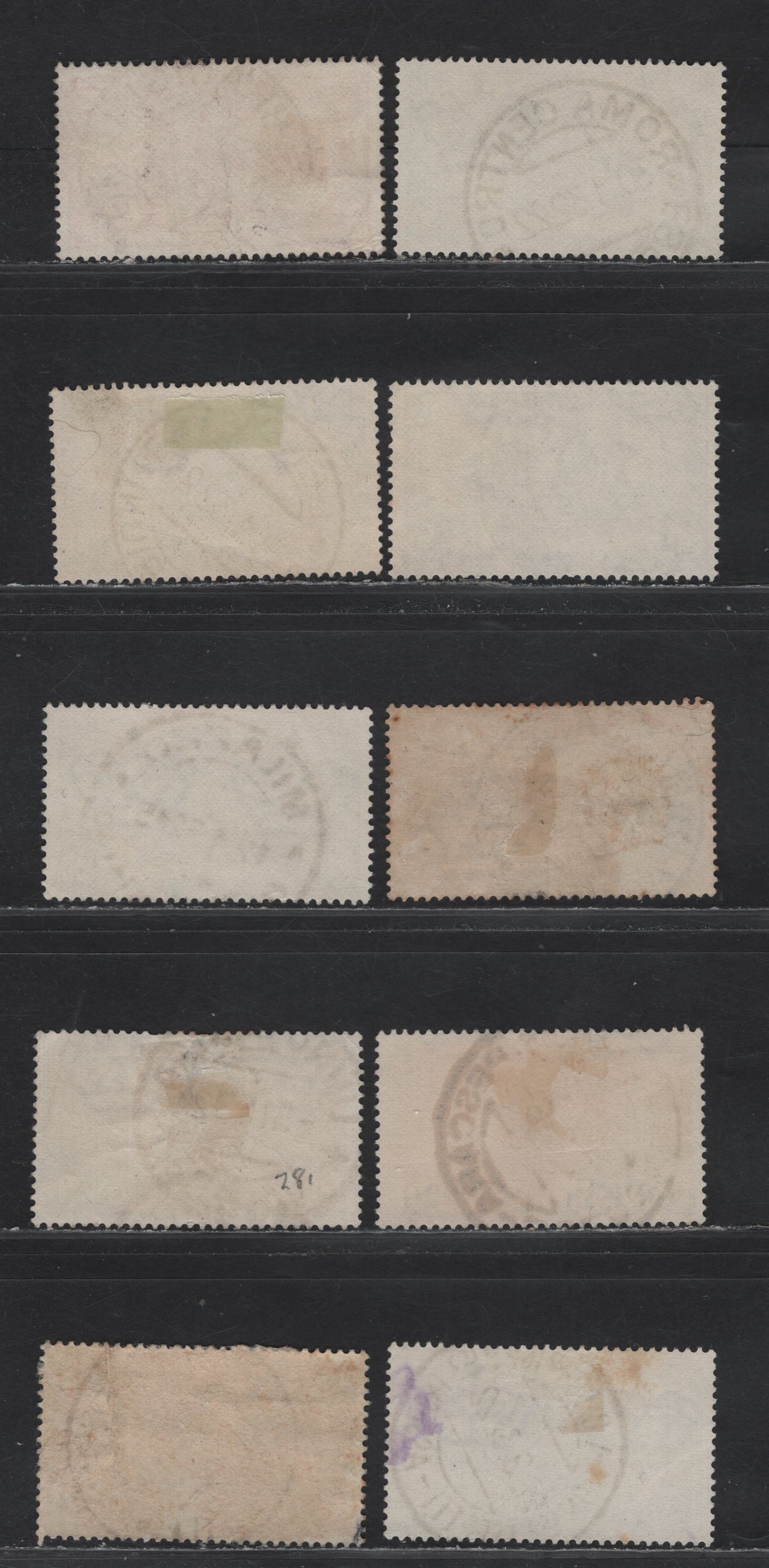 Lot 230 Italy SC#261, 265-266, 281, 284 20c-50c Rose Red - Violet Tower Of Meloria - Battle of Calatafimi, 1931-1932 Royal Naval Academy - Garibaldi Issues, 9 VG - VF Used Singles With SON CDS Town Cancels