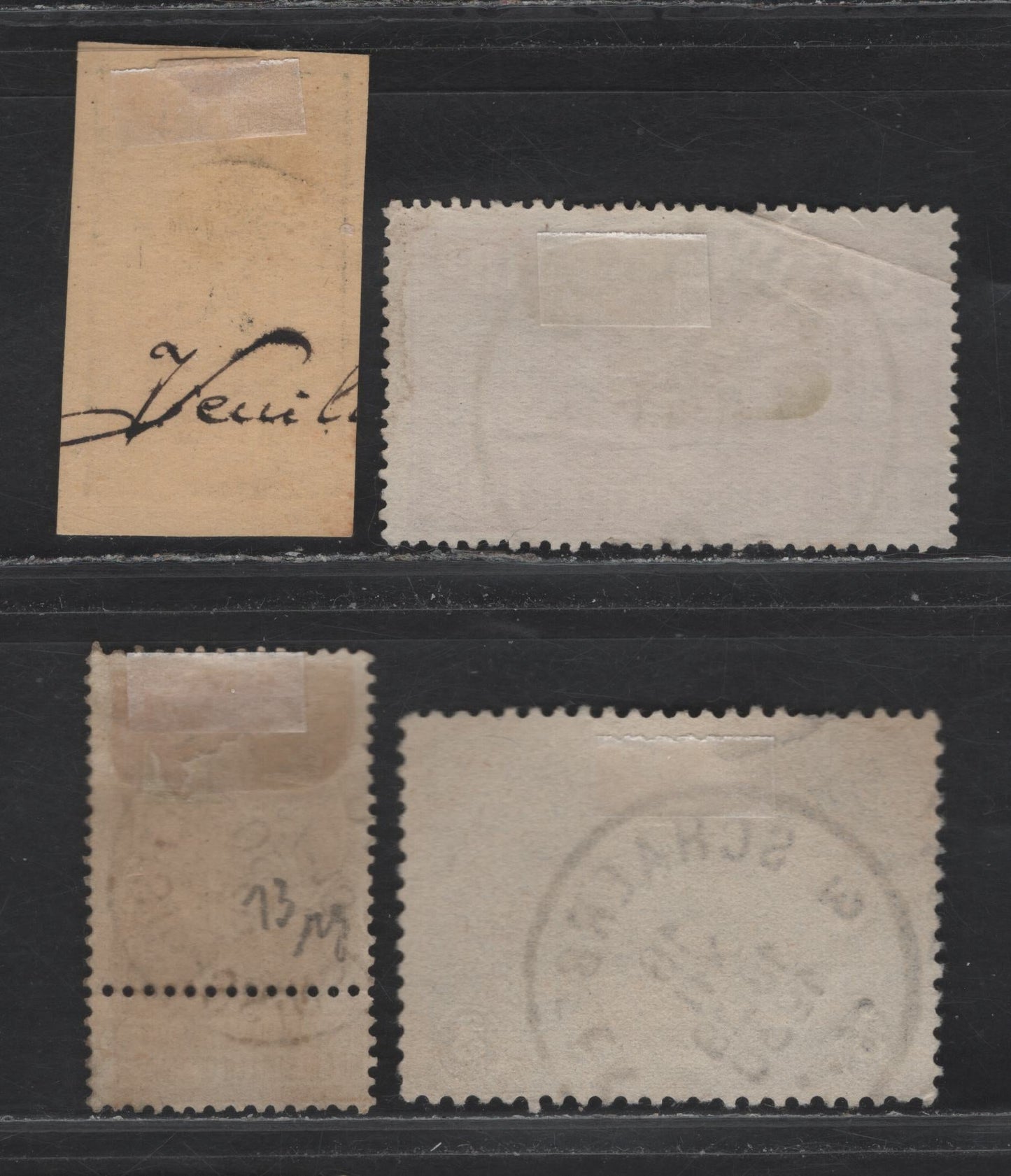 Lot 255 Belgium SC#73a, Q258, Q176 1fr-10fr Orange Yellow - Rose Lilac Leopold I - Arms, 1893-1900 Leopold & Arms Keyplates With Sunday Labels - 1941 Parvel Post, 4 VG & VF Used Singles With SON CDS Town Cancels, Parcel Posts With Small Faults