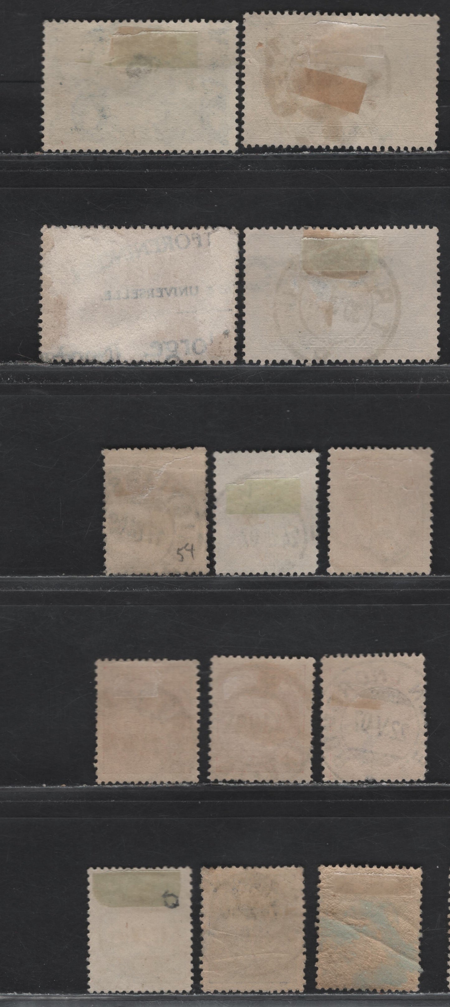 Lot 292 Norway SC#49/53, 96-98, 153 3o-30o Orange Yellow - Deep Blue 1893-1908 Post Horn Issue With Roman Inscriptions & Shaded Post Horn & 1914-30 Constitution Issue, 13 VG-VF Used Singles With SON CDS Town Cancels, 5o is Heavily Creased & Not Counted