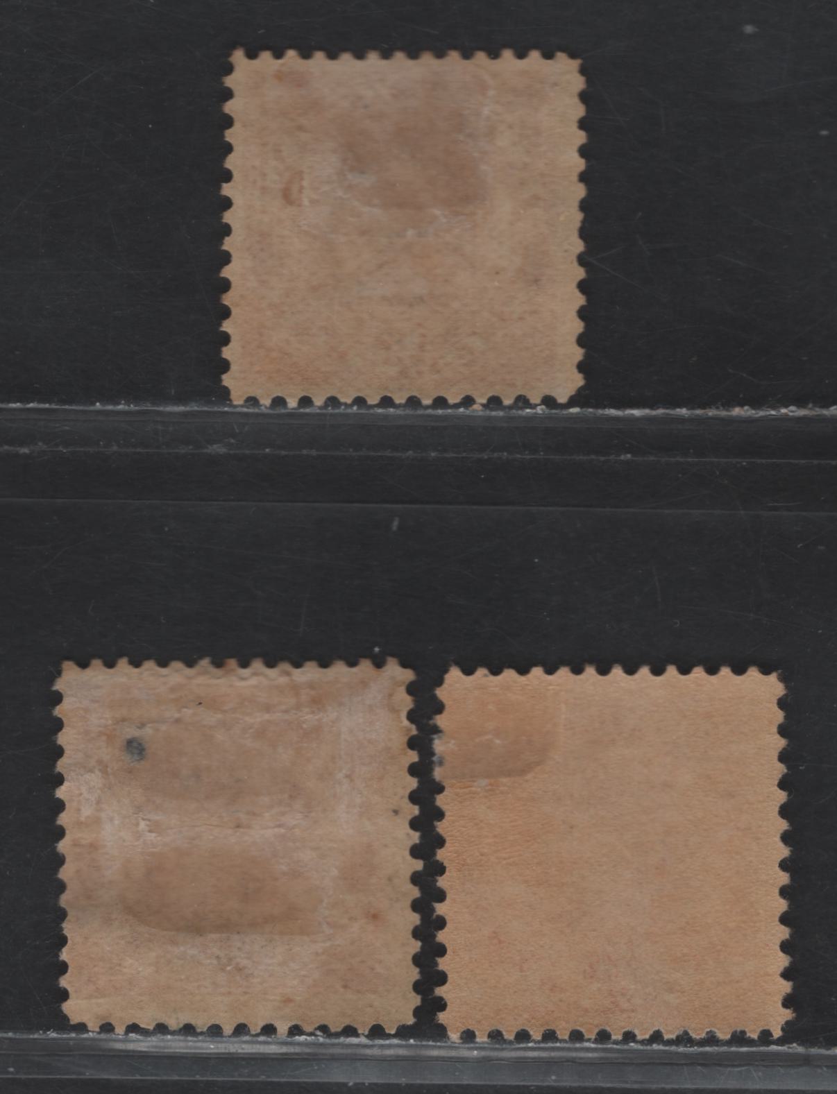 Lot 88 Newfoundland #56 1/2c Rose Red, 1887-1897 Queen Victoria Definitive Issue, 3 VG&F OG Singles On Papers Cents-II, Cents-SS, Perf 12.1x12, 12