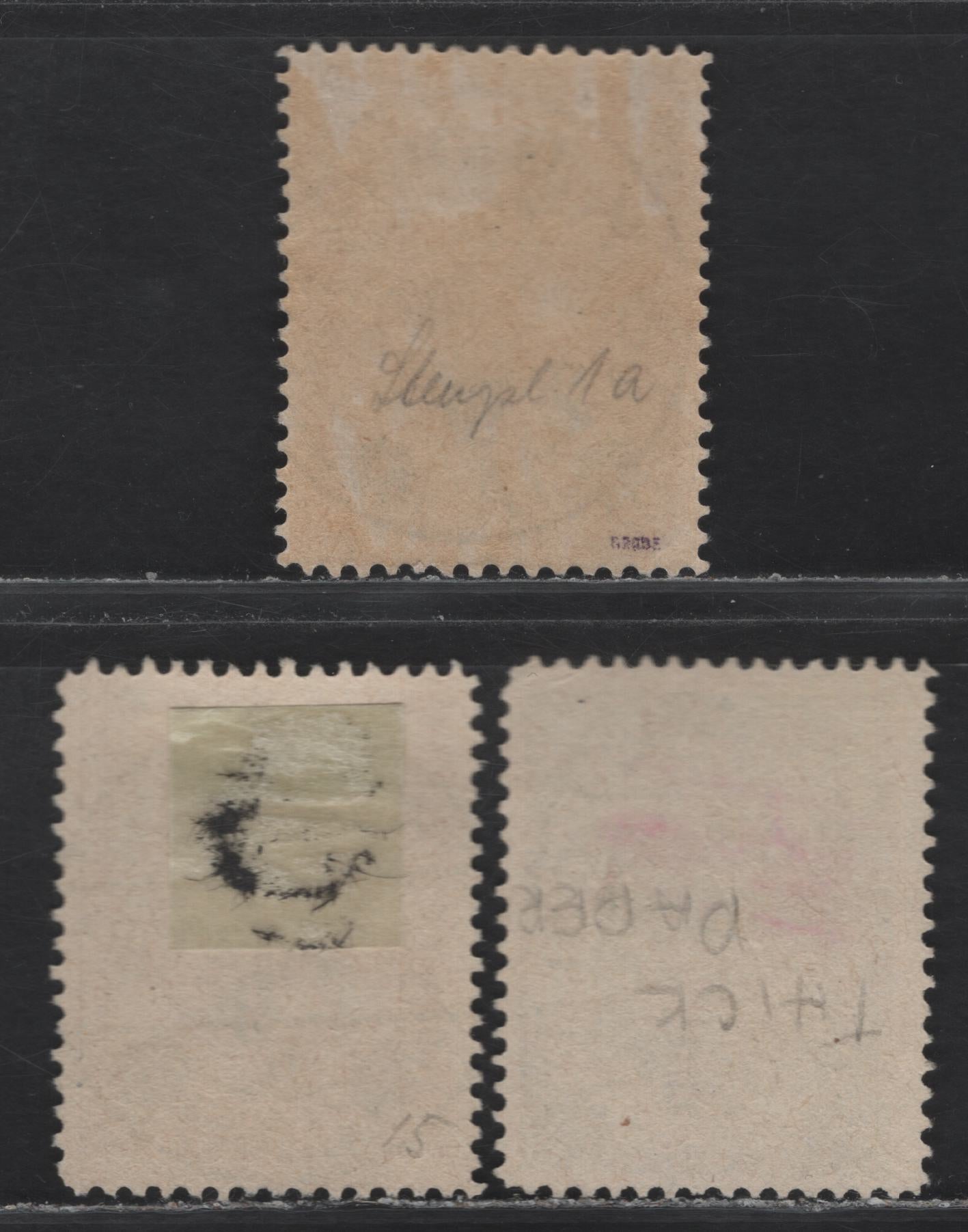 Lot 124 Poland Michel#9a, 9c, 10c 2gr on gr - 6gr on 5gr Blackrish Rose & Medium Chrome Yellow - Lively Yellowish Green and Medium Chrome Yellow Warsaw Local, 1915 Local Post Issue, 3 Very Fine Used Singles