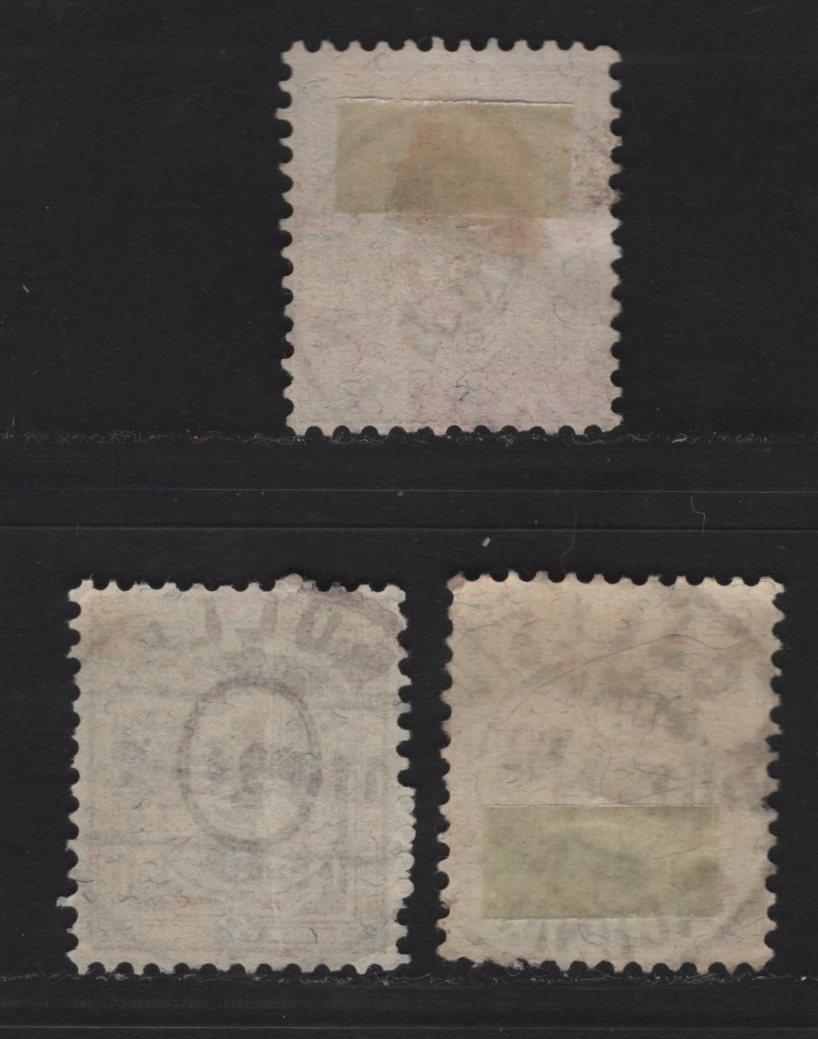 Lot 173 Switzerland SC#71b, 74c, 75 5c - 15c Brownish Lilac - Yellow Cross & Numeral, 1882-1899 Cross & Numeral Issue, 3 Fine/Very Fine Used Singles, Wmk 182, Type 1, Granite Paper With SON Bulle, Lawsarne & St Gallen CDS Cancels.