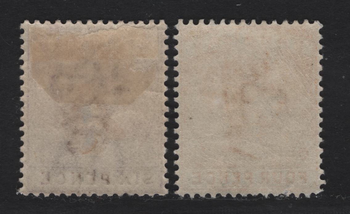 Lot 18 Bahamas SG#53-54 4d - 6d Deep yellow - Mauve Queen Victoria, 1884-1890 Queen Victoria Issue, 2 VFOG Singles, De La Rue Printing