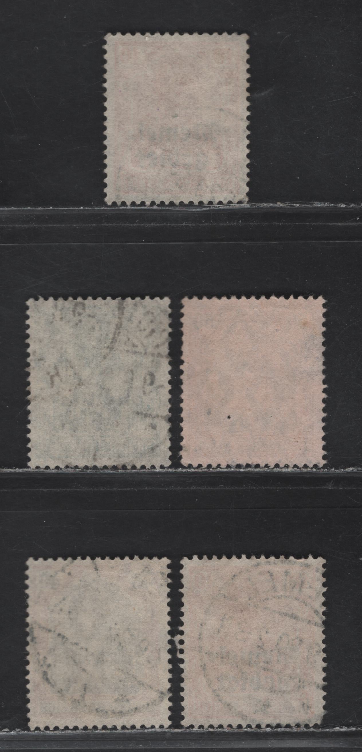 Lot 212 Memel SC#1, 3, 8-9 5pf - 50pf Green - Purple & Black on Buff Germania, 1920 Overprinted Germania Issue, 5 Fine/Very Fine Used Singles, Small Natural Pinhole in 'e' Of Overprint On 50pf, 10pf Orange Is Represented By 2 Shades