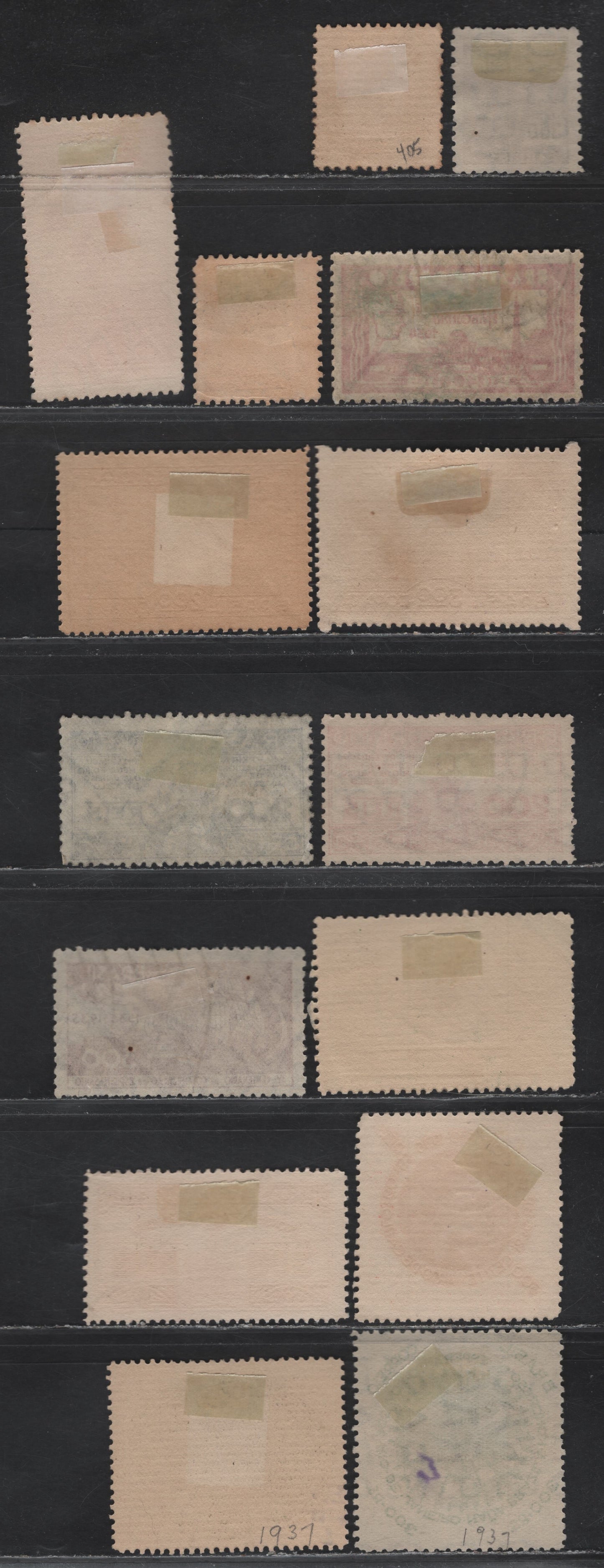 Lot 268 Brazil SC#388, 394-395, 405, 411-412, 420-422, 427, 430, 436, 442 400r - 300r Carmine - Green , 1934-1937 7th Int'l Rio de Janiro Fair - Esperanto Congress Issues, 15 Fine/Very Fine Used Singles