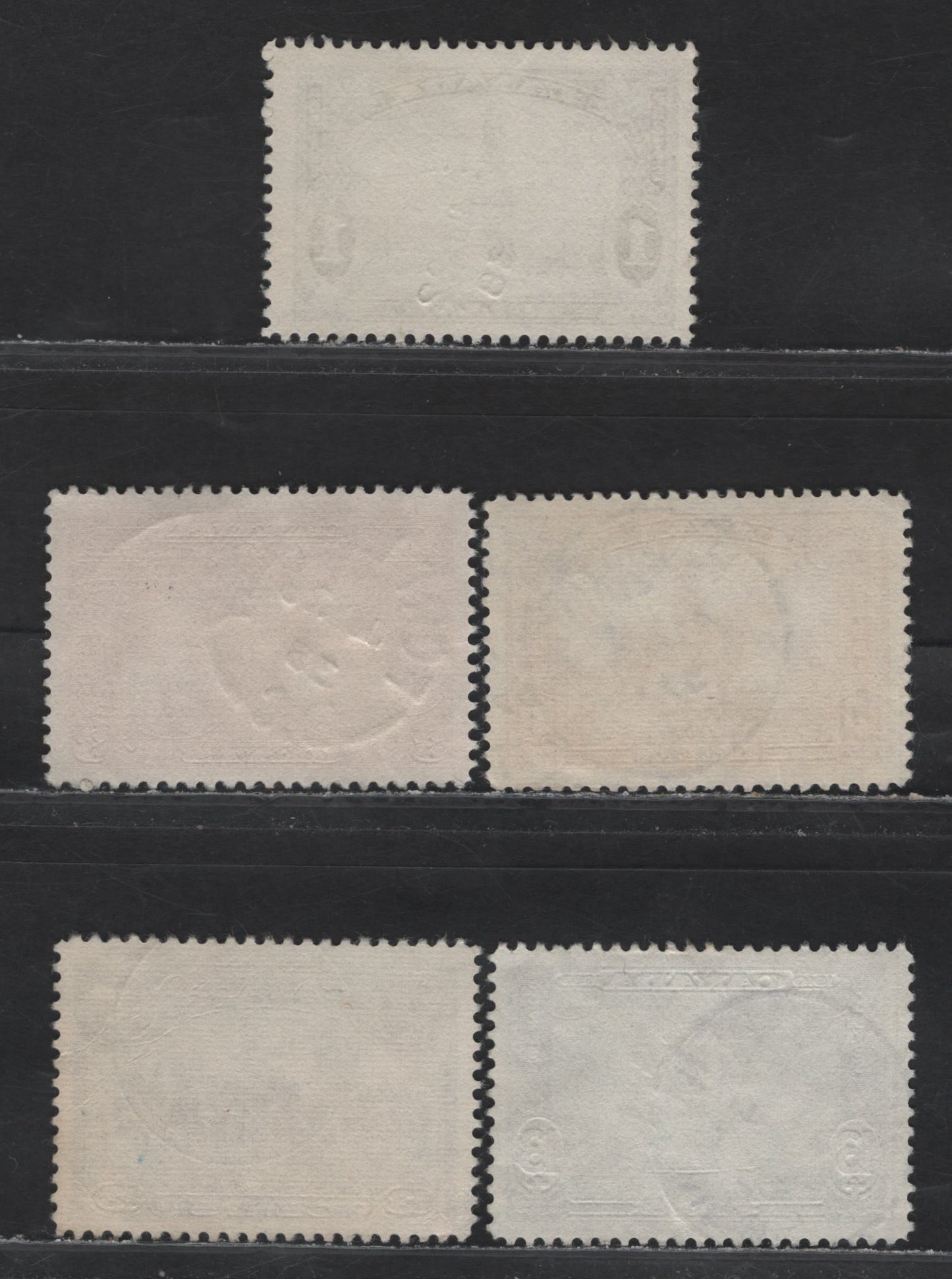 Lot 292 Canada (C) #213, 216, 223-224, 227 3c - $1 Carmine - Blue King George V & Queen Mary - Champlain Statue, 1935 KGV Silver Jubilee - Pictorial Issues, 5 Very Fine Used Singles, SON Town Cancels