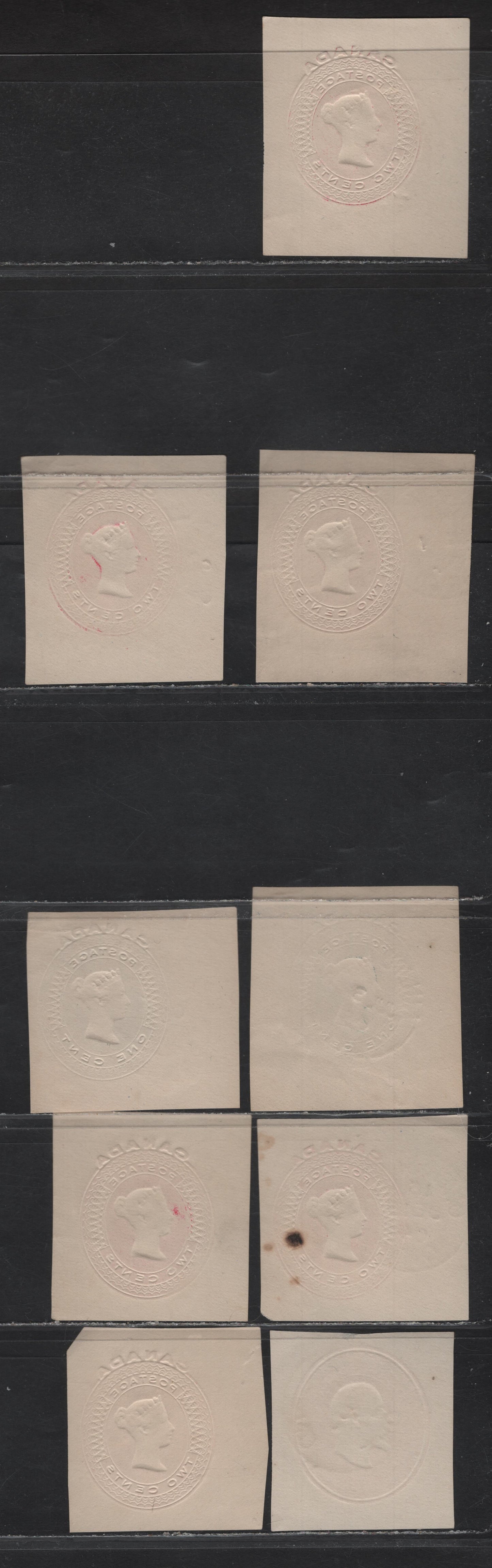 Lot 293 Canada #U9, U11, U16b 1c - 2c Green - Red Queen Victoria - King Edward VII, 1898-1905 Portrait Issues, Very Fine Used Cut Squares, SON Town Cancels