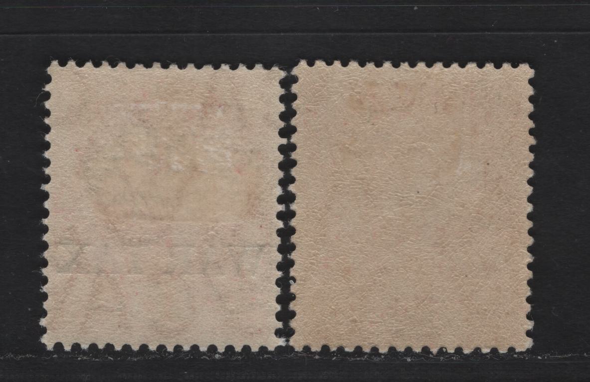 Lot 52 Bermuda SG#56, 58 1d Red - Carmine Caravel, 1918-1920 War Tax Overprinted Issue, 2 VFOG Singles