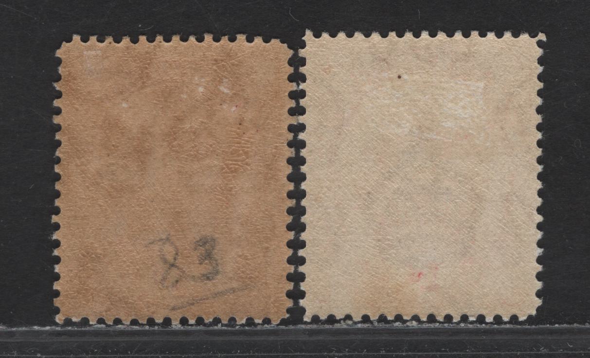 Lot 74 Bermuda SG#79-a 1d Scarlet & Carmine Lake Caravel, 1922-1934 Caravel Definitive Issue, 2 VFOG Singles, Type III, Line Perf