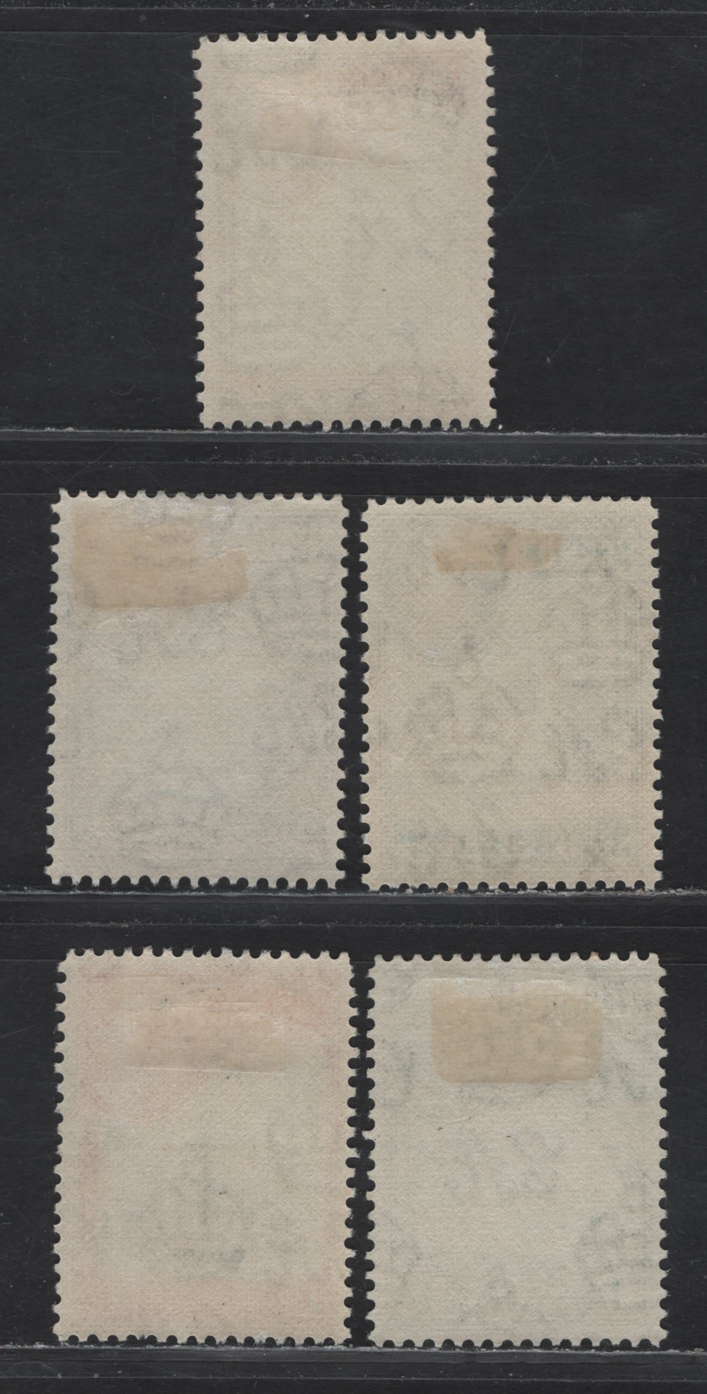 Lot 99 Bermuda SG#111b, 110, 113c, 114a, 115a 1d - 1/- Black & Red - Bluish Green King George VI, 1938-1950 KGVI Pictorial Issue, 5 VFOG Singles, Comb Perf