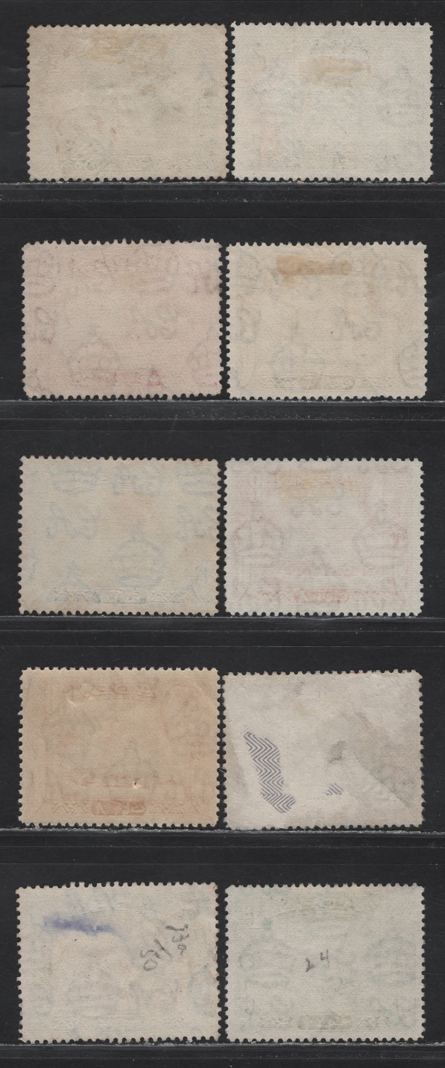 Lot 118 Aden (C) SG#16-a, 18-20, 22-23a, 24 1/2d - 14a Green & Bluish Green - Sepia & Light Blue , 1938-1948 KGVI Pictorial Issue, 10 Fine/Very Fine Used Singles, Late Postwar Printings (1948-1951), Thicker Paper Showing Horiz & Vert Cross Hatched Mesh
