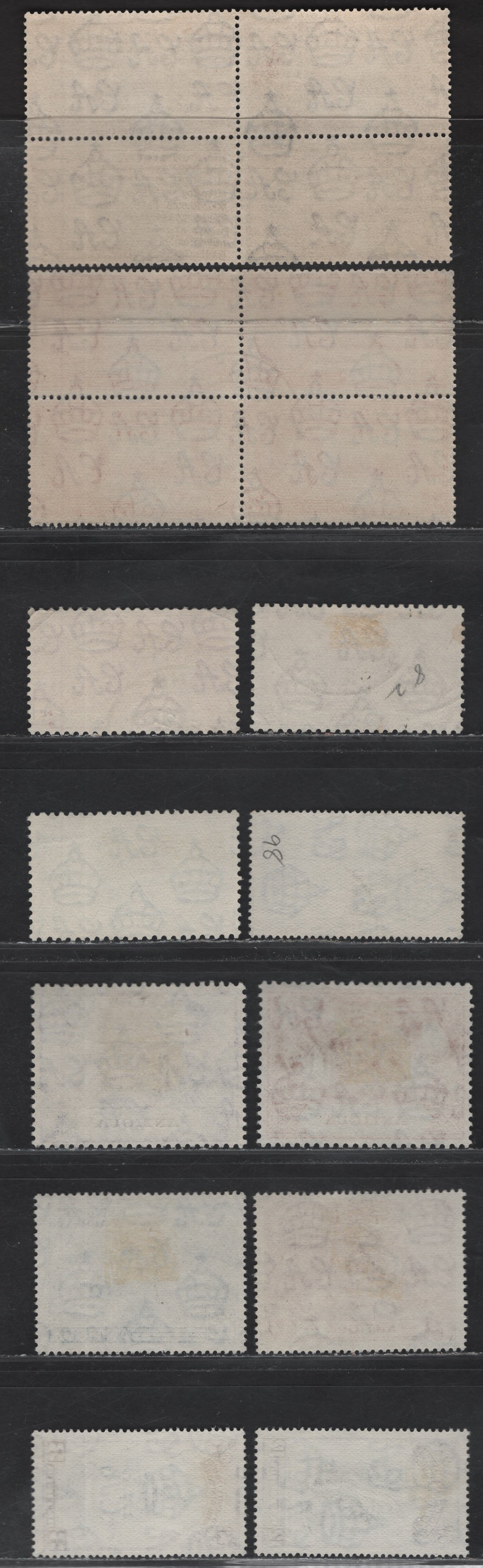 Lot 130 Antigua (C) SG#95-97, 110-112, 114-119 1d - 12c Carmine - Black & Violet , 1937-1951 Coronation - University Issues, 12 Fine/Very Fine Used Singles & Blocks, Peace Set In Blocks, 1d Coronation Has A Corner Crease, So Not Counted
