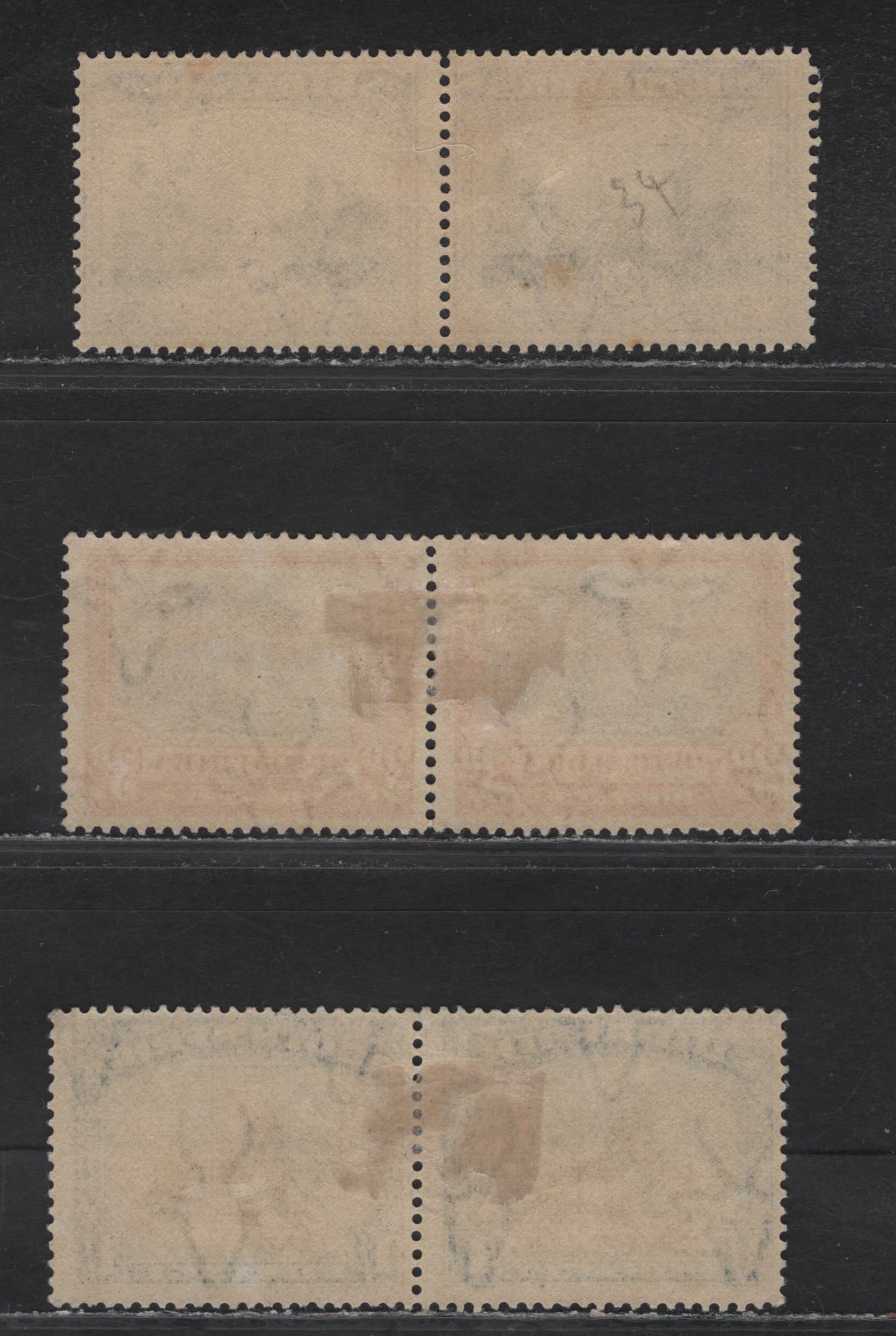 Lot 229 South Africa (C) SG#34-36 2d - 1/- Gray & Maroon - Brown & Deep Blue , 1927-1930 Engraved Pictorial Issue, 3 FOG Pairs, Perf 14