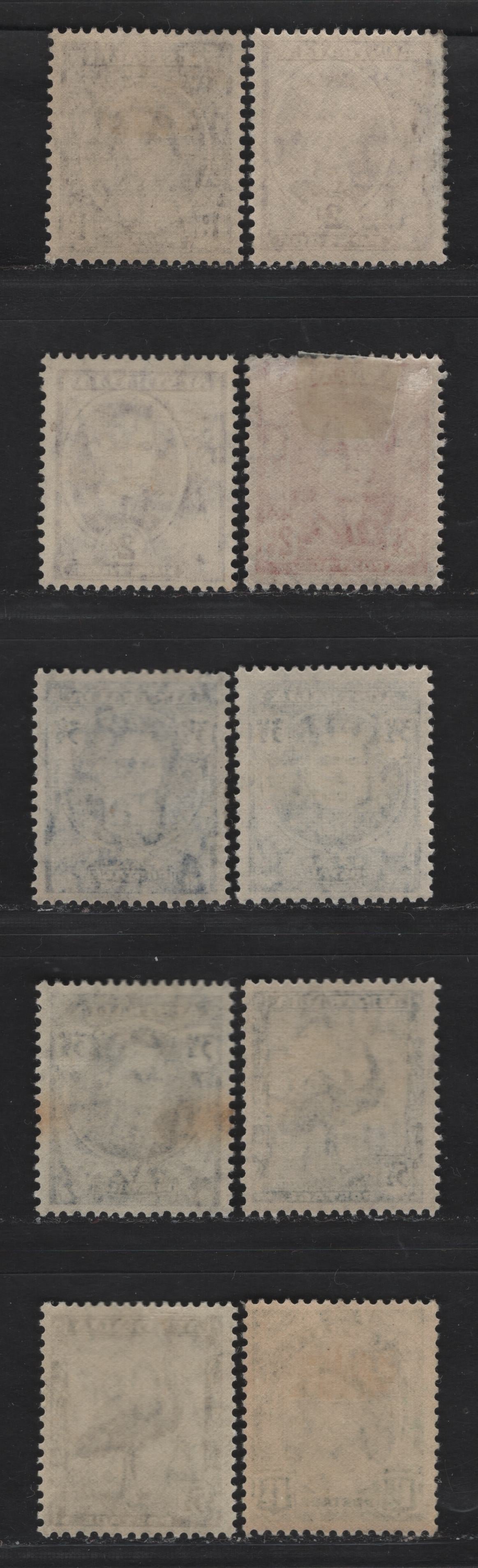 Lot 255 Australia (C) SG#203-208, 207a 1d - 5.5d Brown Purple - Slate Blue , 1942-1950 KGVI Portraits Issue, 10 F/VFOG Singles, Include Unlisted Variations Of The 2d & 5.5d, 3.5d Has Different Shades & Paper Types