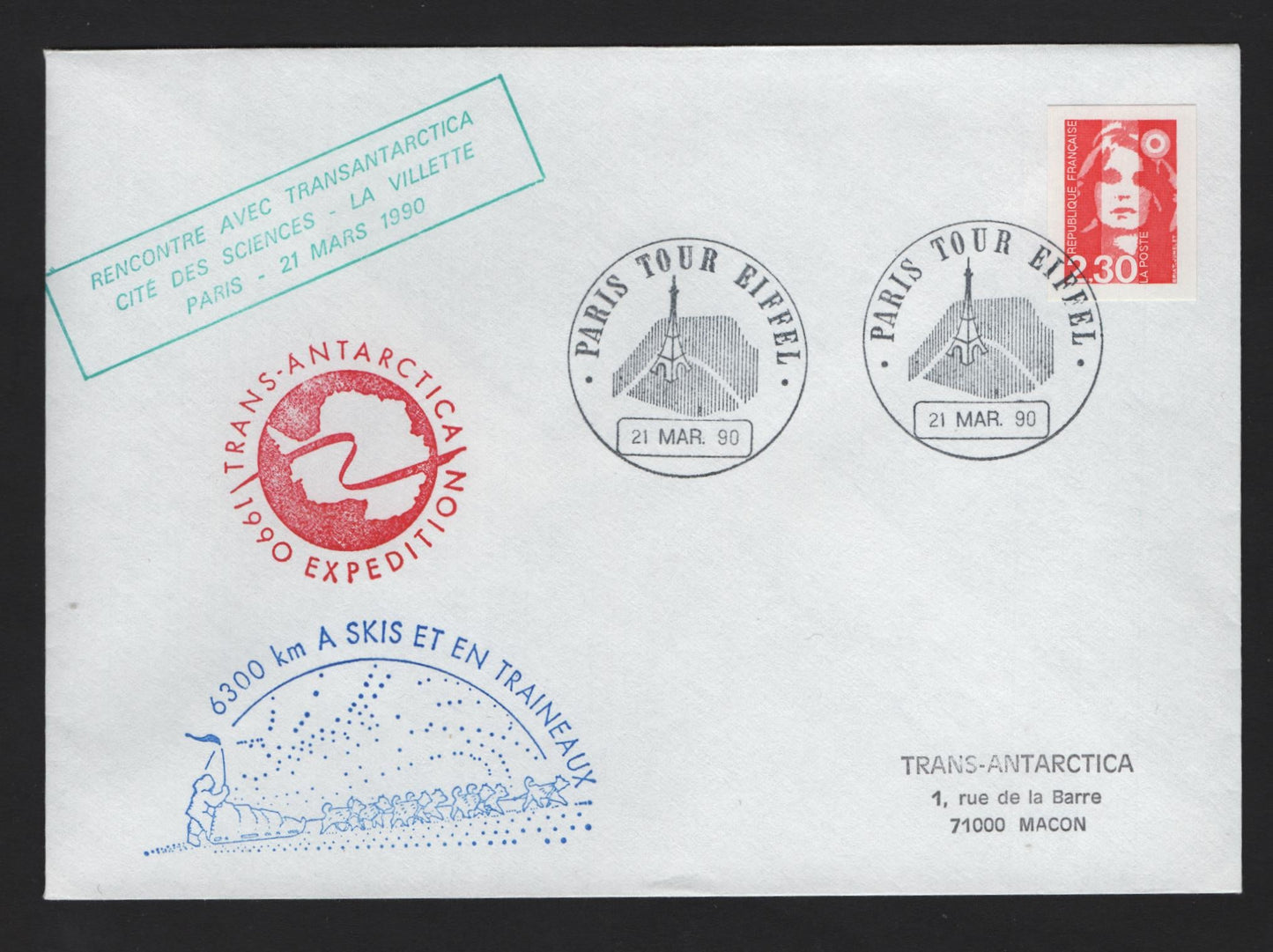 Lot 305 France (C) 1990 Polar Antarctic Expedition, A Very Fine Used Cover, Antarctic Expedition Commemorative Cover