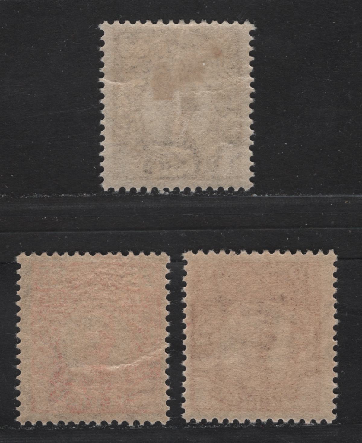 Lot 44 Sweden SC#81var, 84var, 87var (Facit# 83Bz, 86Bz, 89Bz) 12o - 35o Rose Lake - Dark Violet Gustaf V, 1910-1919 King Gustaf V Portraits Issue, 3 F/VFOG Singles, KPL (Sheet Margin) Wmk