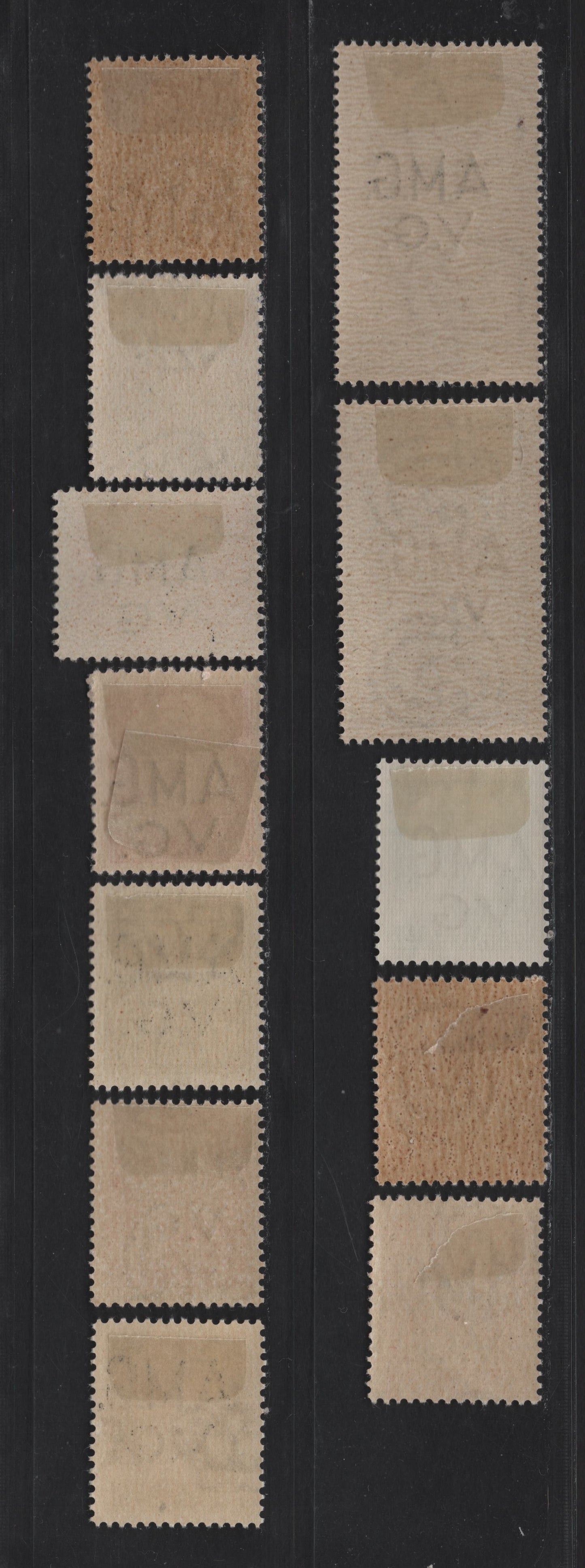 Lot 103 Italy - Allied Gov't In Venezia Giulia SC#1LN1, 1LN2-7, 1LN7B, 1LN9-12 10c - 50l Dark Olive Brown - Dark Violet Brown , 1945-1946 AMG Overprinted Definitive Issue, 12 F/VFOG Singles
