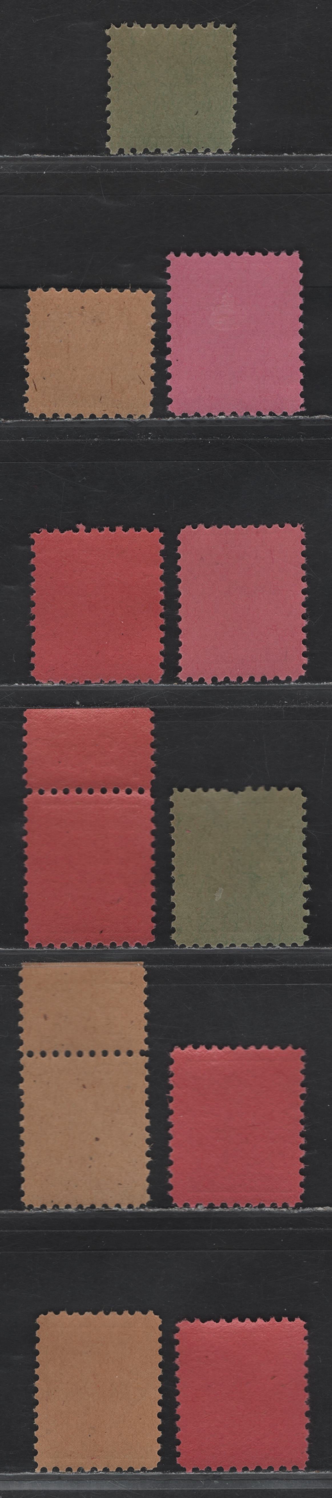 Lot 187 Germany - Russian Occupation Of Mechlenburg-Vorpommern SC#12N1, 12N2, 12N4-a, 12N6, 12N8-12N10, 12N12 6pf - 12pf Black on Green - Red on Rose , 1945-1946 Numeral, Plowman & Wheatsheaf Definitives, 11 F/VFNH Singles, Extra Shades Of 8pf