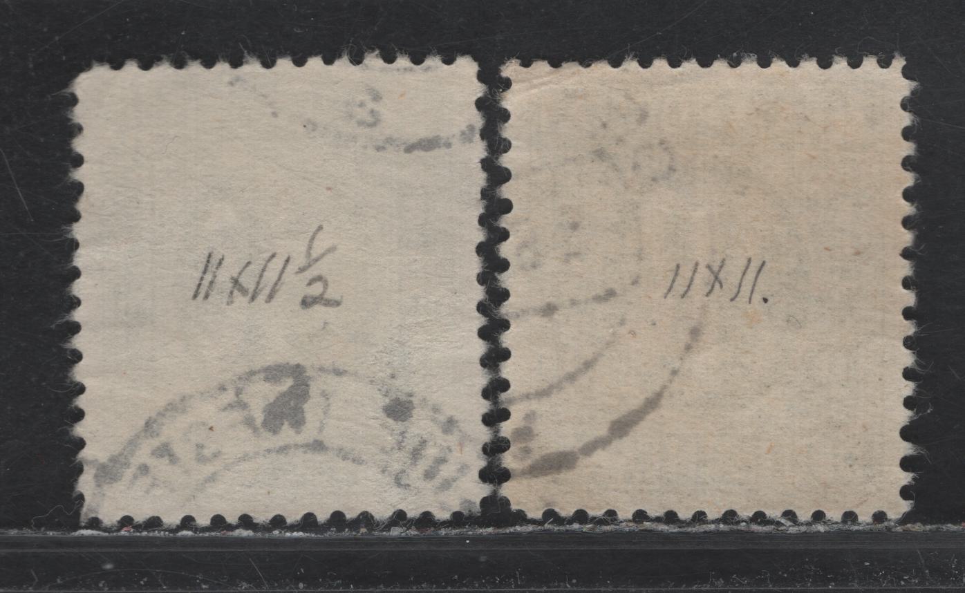 Lot 215 Germany SC#3N14 (Michel# 29aAz & aBz) 30pf Gray Olive , 1945-1946 Allied Military Gov't Issue, 2 Very Fine Used Singles, Paper Z, Perfs 11 & 11x11.5