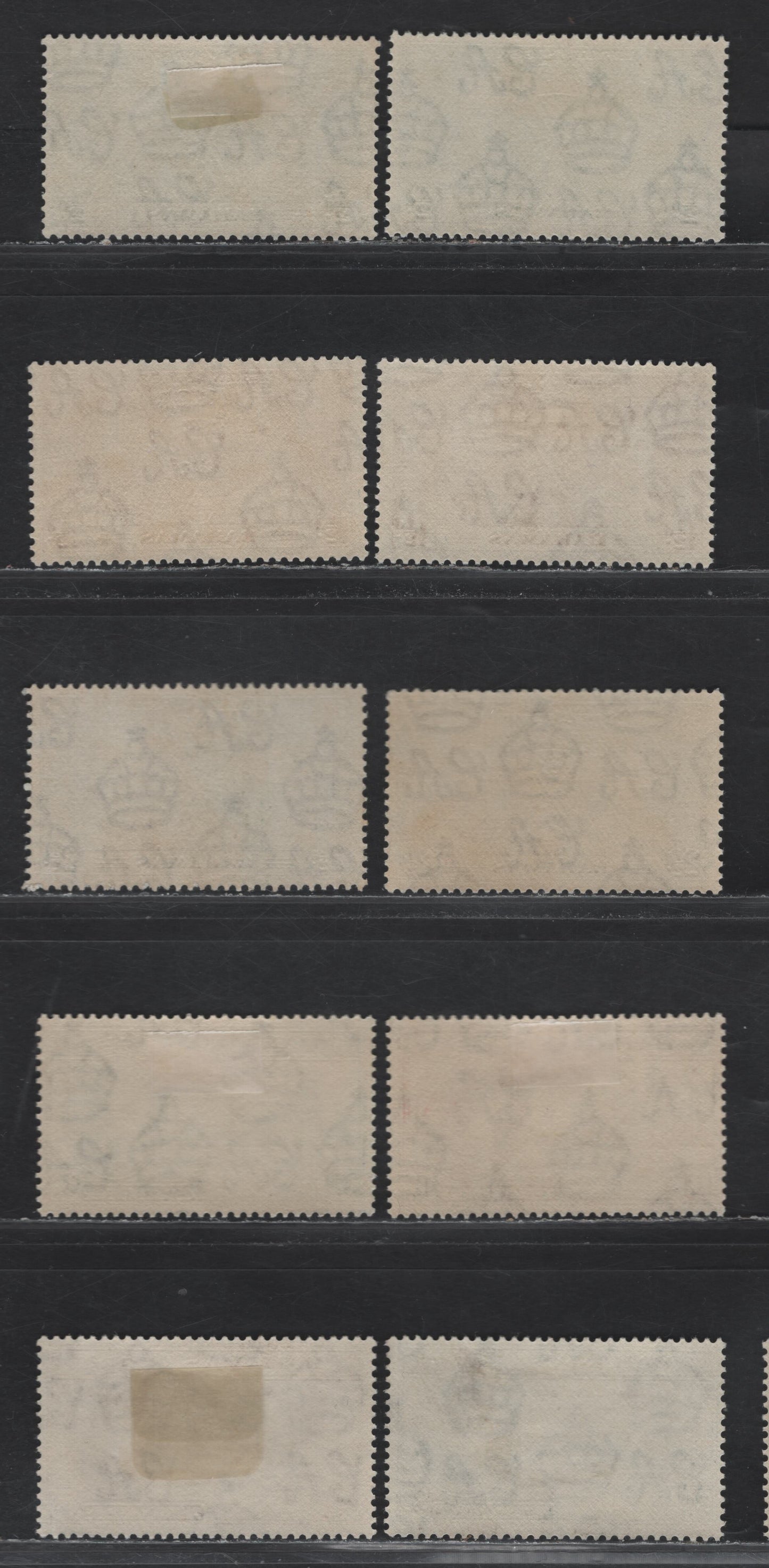 Lot 258 Bahamas (C) #146-148, 176-177 1/2d-3d Green - Dark Blue King George VI & Queen Elizabeth - Parliament Buildings, 1937 Coronation Issue & 1946 Peace Issue, Shade Variations Of All Stamps, 10 Fine & VFOG Singles