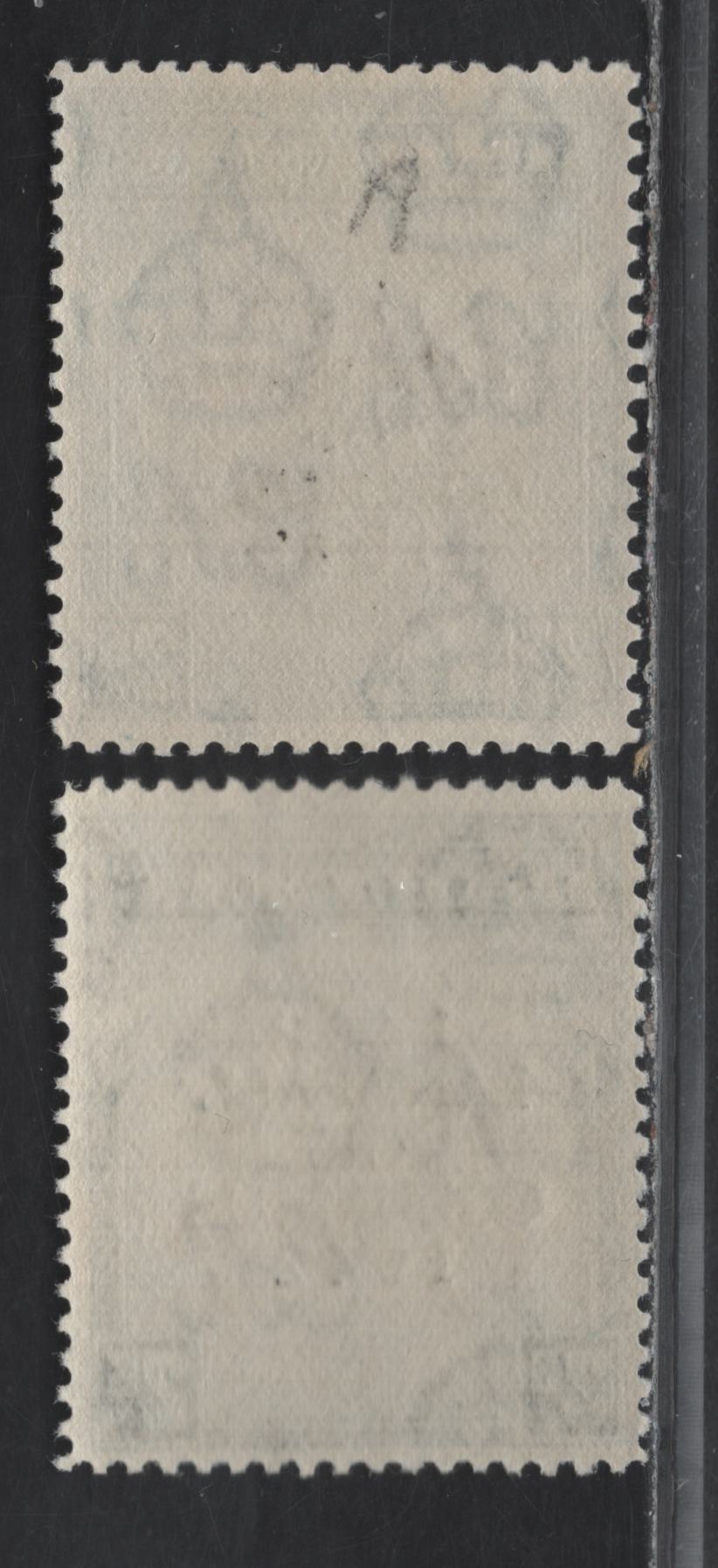 Lot 273 Bahamas (C) #172, 172b 2/- Slate Purple & Indigo And Brownish Black & Steel Blue Badge Of The Colony, 1942-1945 Landfall Of Columbus Issue, 2 VFOG & VFNH Singles Overprinted 1942 & 1944 Printings