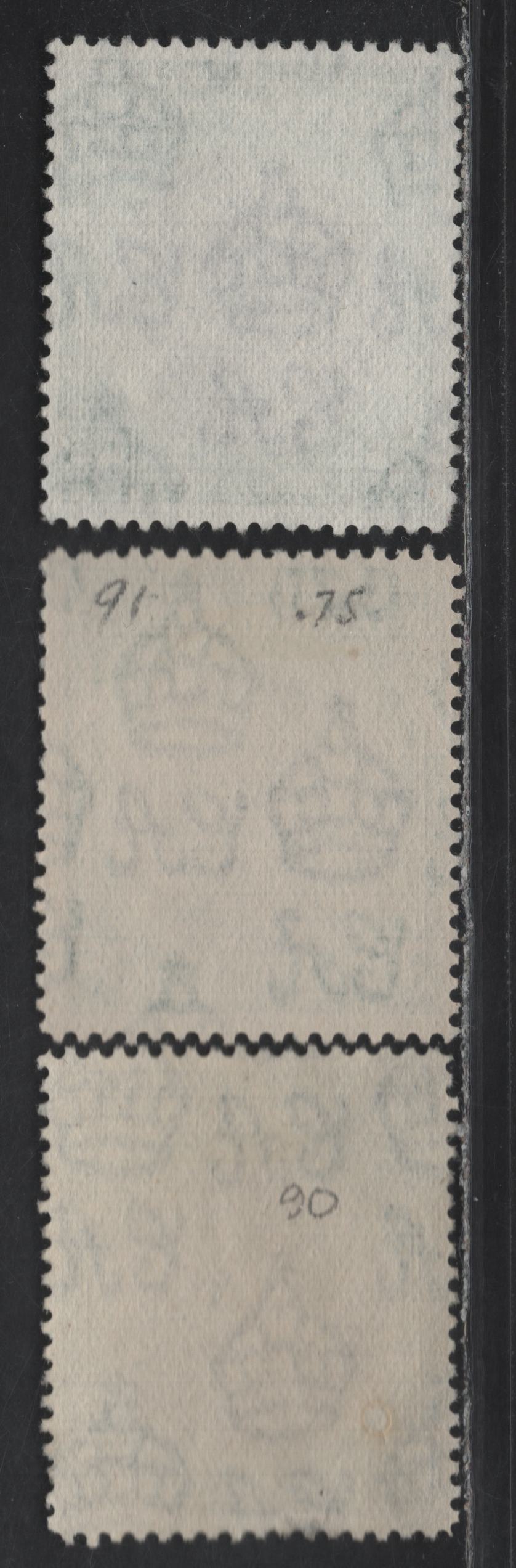 Lot 275 Bahamas (C) #131b, 132a 2/- & 3/- Brownish Black & Indigo And Brownish Black & Green. 1938-1952 King George VI Definitive Issue, 3 Fine & VF Used Singles 1943 & 1952 Printings On Opaque Paper With Visible Wmk And On Paper With Cross-Hatched Mesh