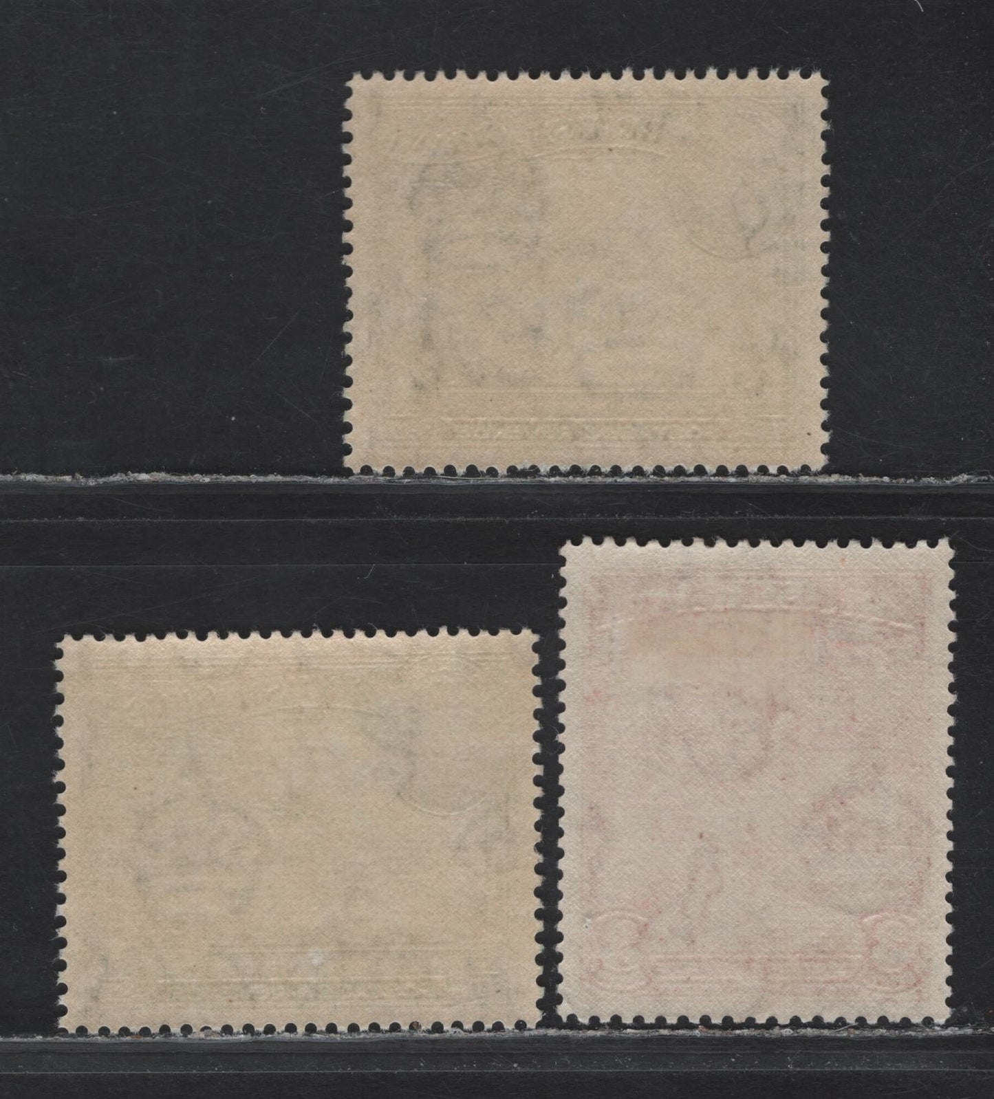 Lot 295 British Guiana SG#290b, 308b 1c - 3c Green - Scarlet , 1938-1952 KGVI Pictorial Issue, 3 VFNH/OG Singles, 1949-1950 Printings, Perfs 13x14 & 14x13 On Opaque Paper, Partially Visible Wmk.