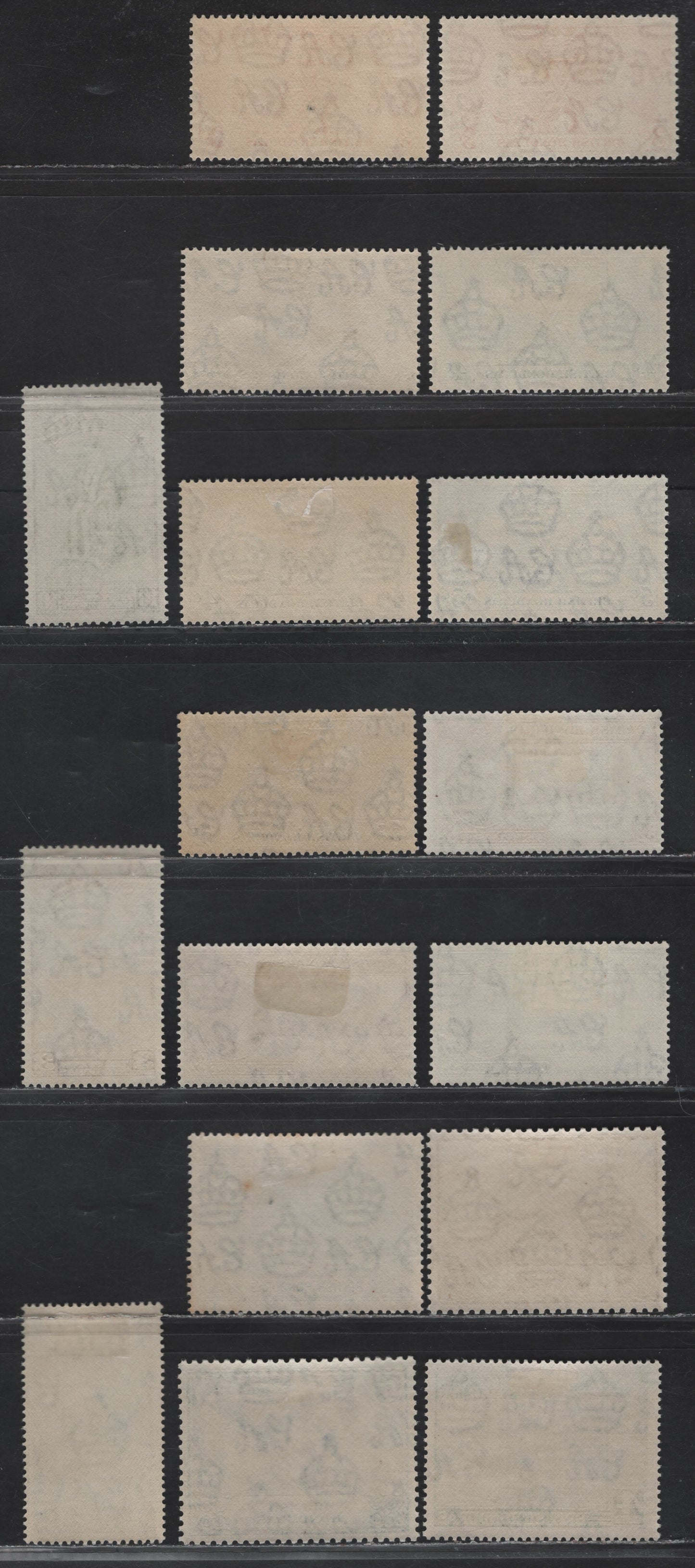 Lot 319 British Honduras (C) #147-149, 162-163, 172-177 3c-10c Orange - Green & Brown King George VI & Queen Elizabeth - BWI University Chancellor, 1937 Coronation-1951 BWI University College Issues, 17 Fine & VFOG & VFNH Singles With Shade Varieties