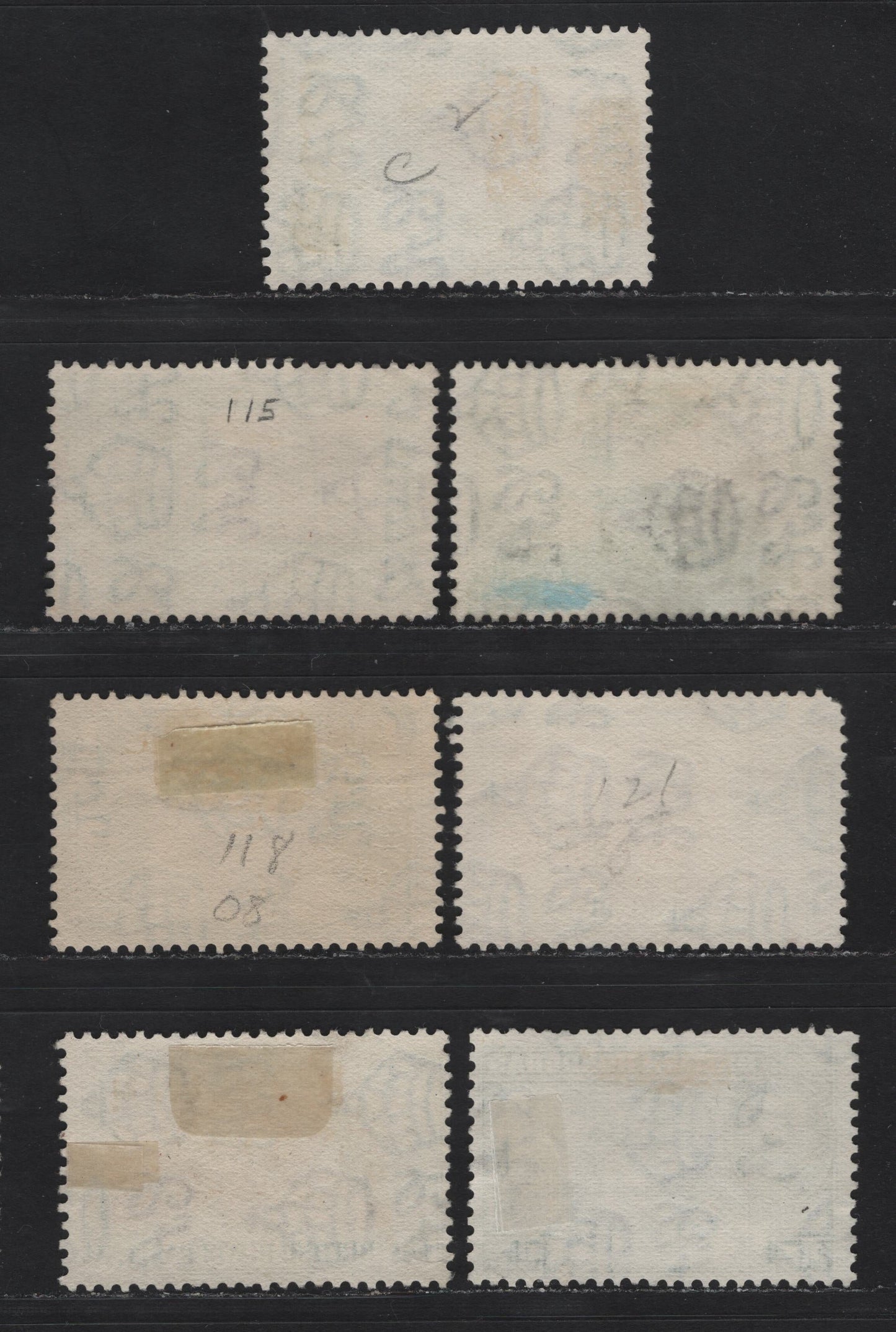 Lot 323 British Honduras (C) #150, 153, 156, 157 1c-25c Purple & Emerald - Blue & Green Maya Figures - Dorey, 1938-1947 King George VI Pictorial Issue, 7 Fine & VF Used Singles 1938 & 1952 Printings, On Paper With Horizontal Mesh & Cross-Hatched Mesh