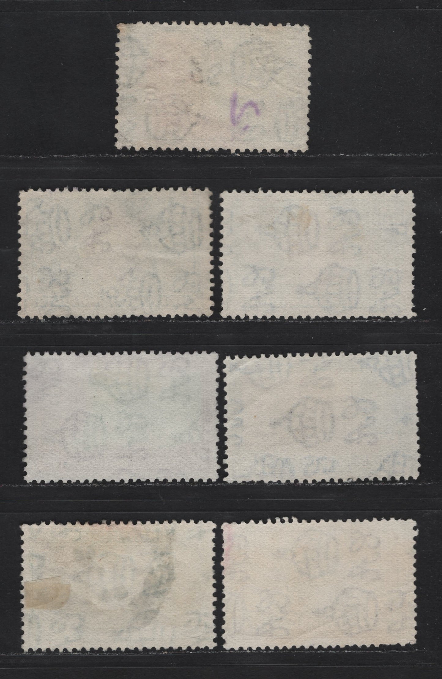 Lot 325 British Honduras (C) #154-159 5c-$1 Mauve & Dull Blue - Scarlet & Olive , 1938-1947 King George VI Pictorial Issue, 7 Fine & VF Used Singles 1944-45 Printings On Translucent Paper With Clear Watermark
