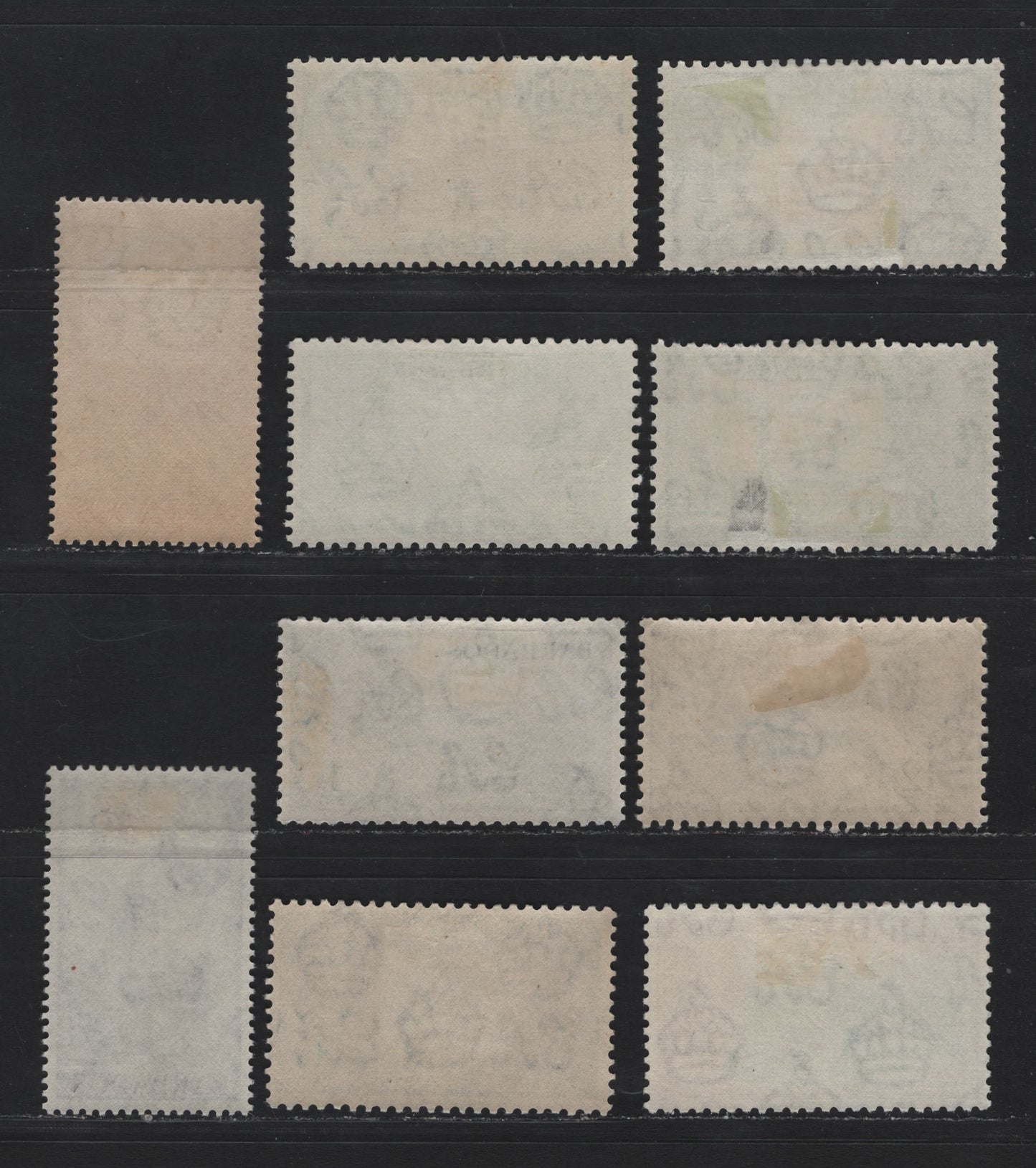 Lot 338 Barbados (C) #271-275, 277, 279-280 1c-60c Indigo - Green & Claret Dover Fort - Careenage, 1950-1952 King George VI Pictorial Issue, 10 VFOG Singles 1950 Printings on Translucent Paper With No Clear Mesh, Some Shade Variations