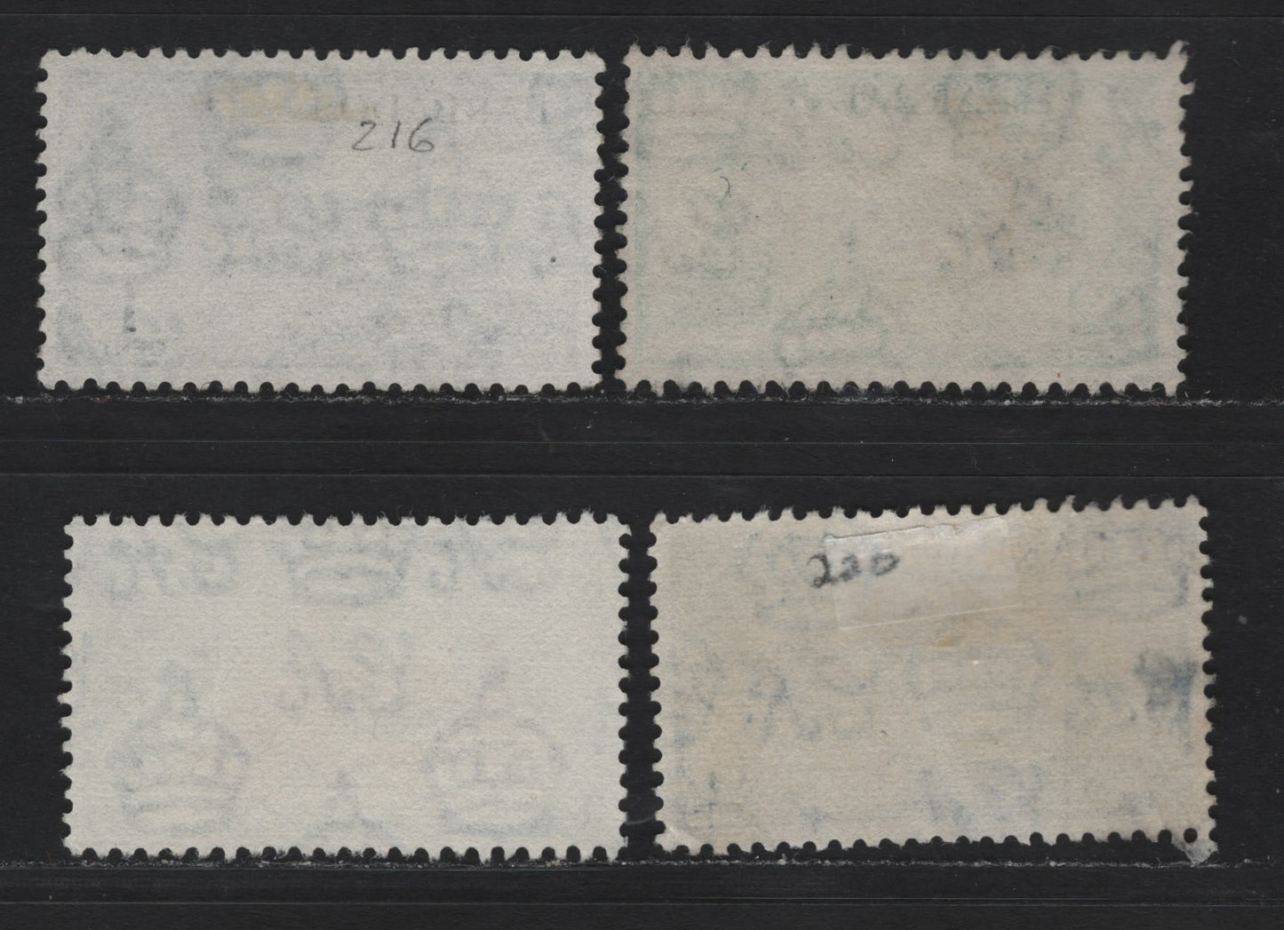 Lot 340 Barbados #271-273, 275 1c-6c Indigo - Light Blue Dover Fort - Casting Net, 1950-1952 King George VI Pictorial Issue, 10 VFOG Singles 1950 Printings on Translucent Paper With No Clear Mesh, Some Shade Variations