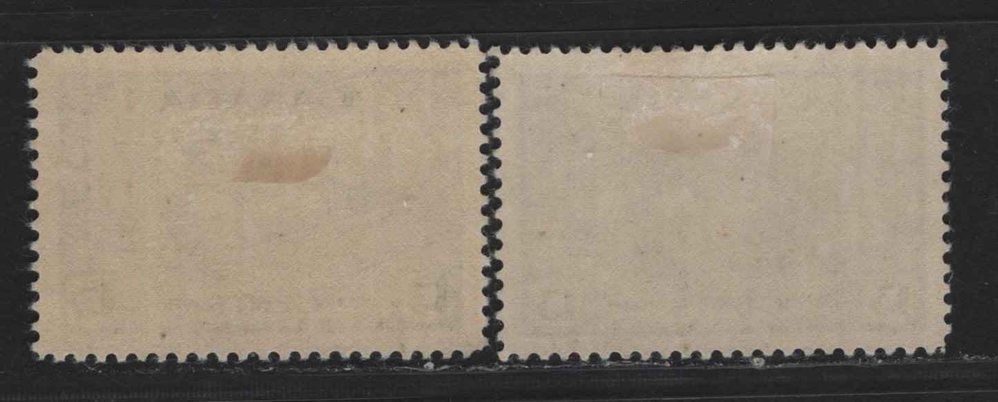 Lot 153 Canada #258 13c Deep Myrtle Green Ram Tank, 1942-1943 KGVI War Issue, 2 VFOG Singles, CBN-PPPP Paper, Perfs 11.9x11.95 & 12x11.9
