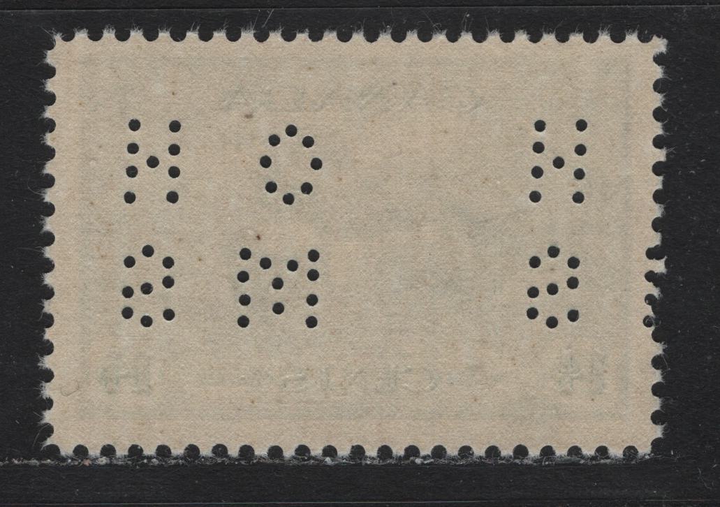 Lot 161 Canada (C) #O10-259 14c Dull Bluish Green Ram Tank, 1942-1943 KGVI War Issue, A FNH Single, CBN-TTTT Paper, 4-Hole OHMS Perfin In The Revised Die, POS. 1, Perf 12x11.9.