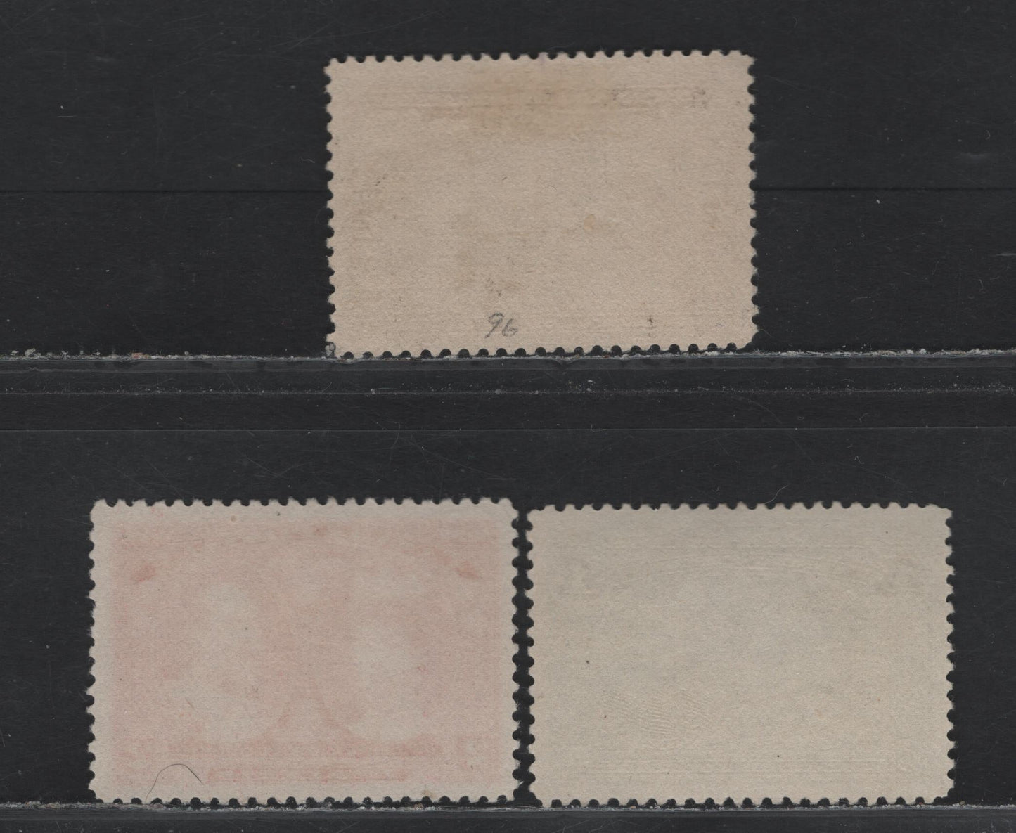 Lot 24 Canada (C) #96-98 1/2c - 2c Black - Rose Carmine, 1908 Quebec Tercentenary Issue, 3 Very Fine Unused Singles, ABN-B & ABN-A Papers, Perfs 11.95x11.9 and 12x11.9, Well Centered But No Gum.