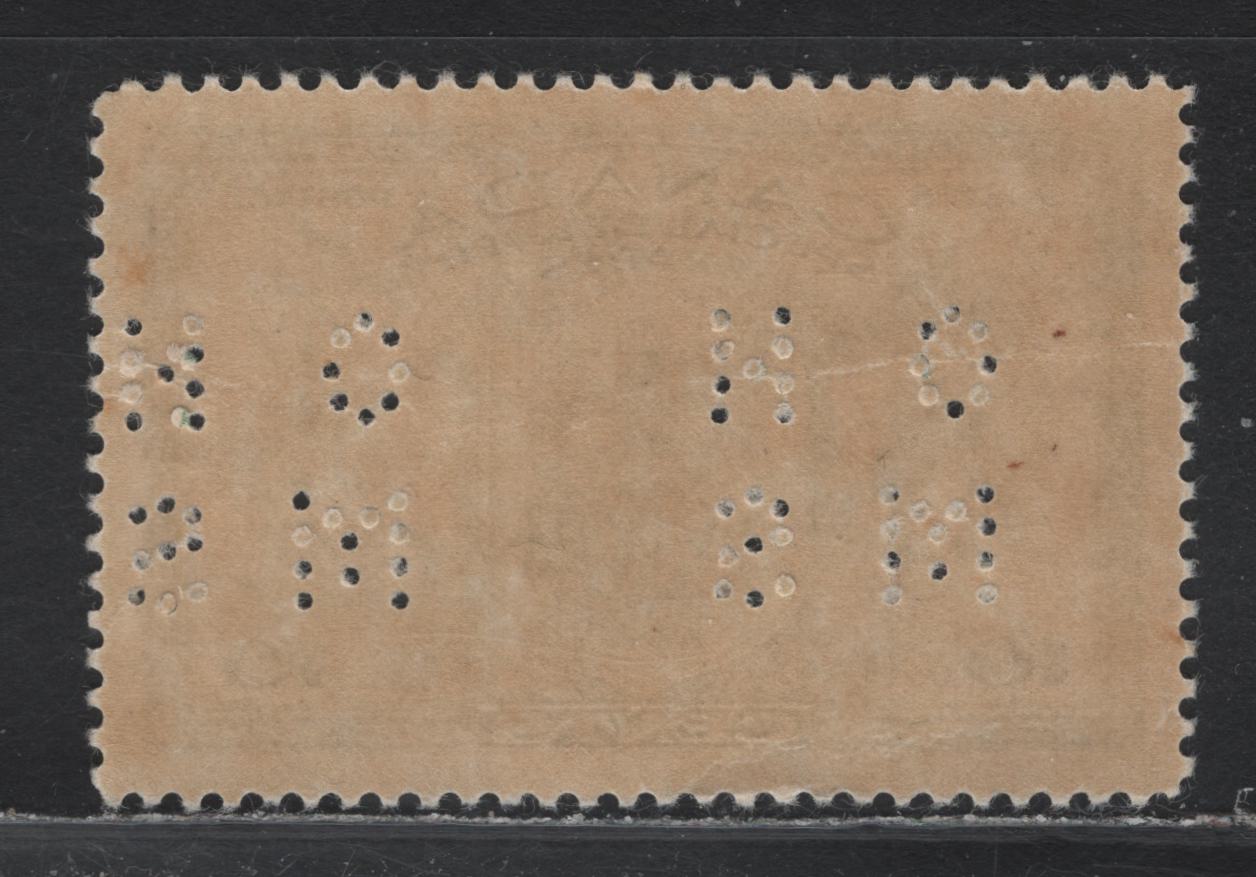Lot 276 Canada (C) #O9-E10 10c Green Arms & Flags, 1942 War Issue Special Delivery, A VFOG Single, CBN-IIIII Paper, Perf 11.9x12, 4-Hole OHMS Perfin, Original Die, Pos. 1, Small Internal Wrinkles.