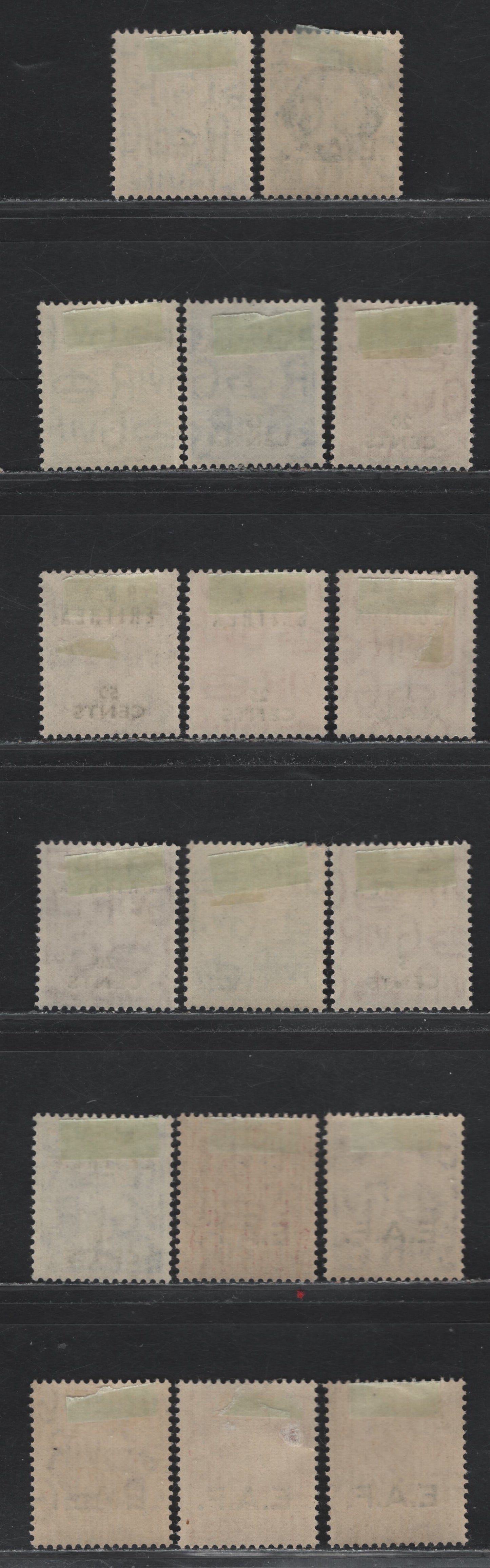 Lot 74 British Occupied Italian Colonies (C) SG#52-58, S10, S12-13, E26-E27, E19, T14, T27 2d - 1l on 1/2d Pale Orange , 1943-1950 King George VI Dulac Design Definitives, 17 F/VFOG Singles, Various Overprints, Small Thin On 2d Pale Orange