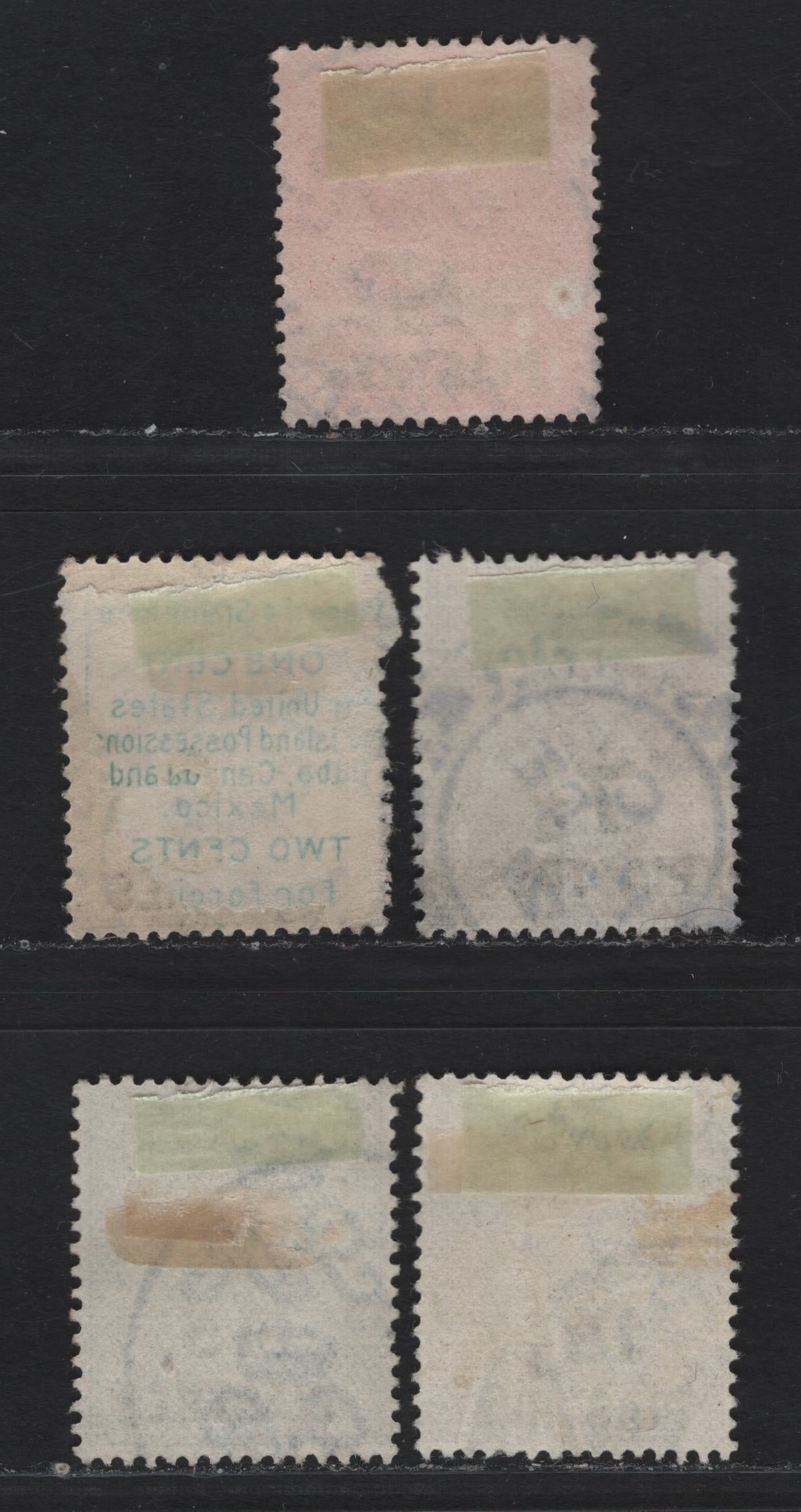 Lot 93 British Levant (C) SG#42, 44, 45a, 46, 47b 1.5pi - 18.75pi Scarlet - Olive Bistre King George V, 1921 Surcharged Profile Head Issue, 5 VF Used Singles Royal Cypher Wmk