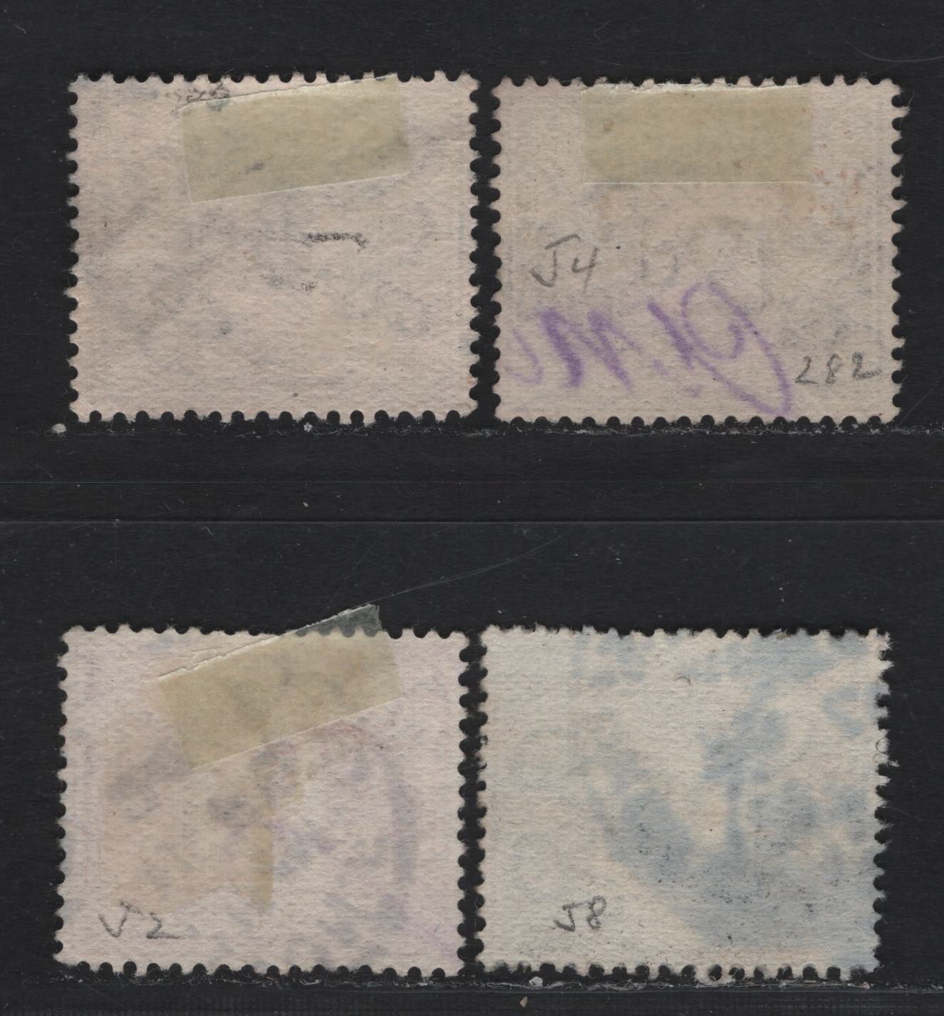 Lot 94 Great Britain (C) SG#D2wi, D4wi, D6wi, D8wi 1d-1/- Carmine - Bright Blue Framed Numeral, 1914-1922 Postage Due Issue, 4 Fine & VF Used Singles Wmk Royal Cypher Sideways-Inverted