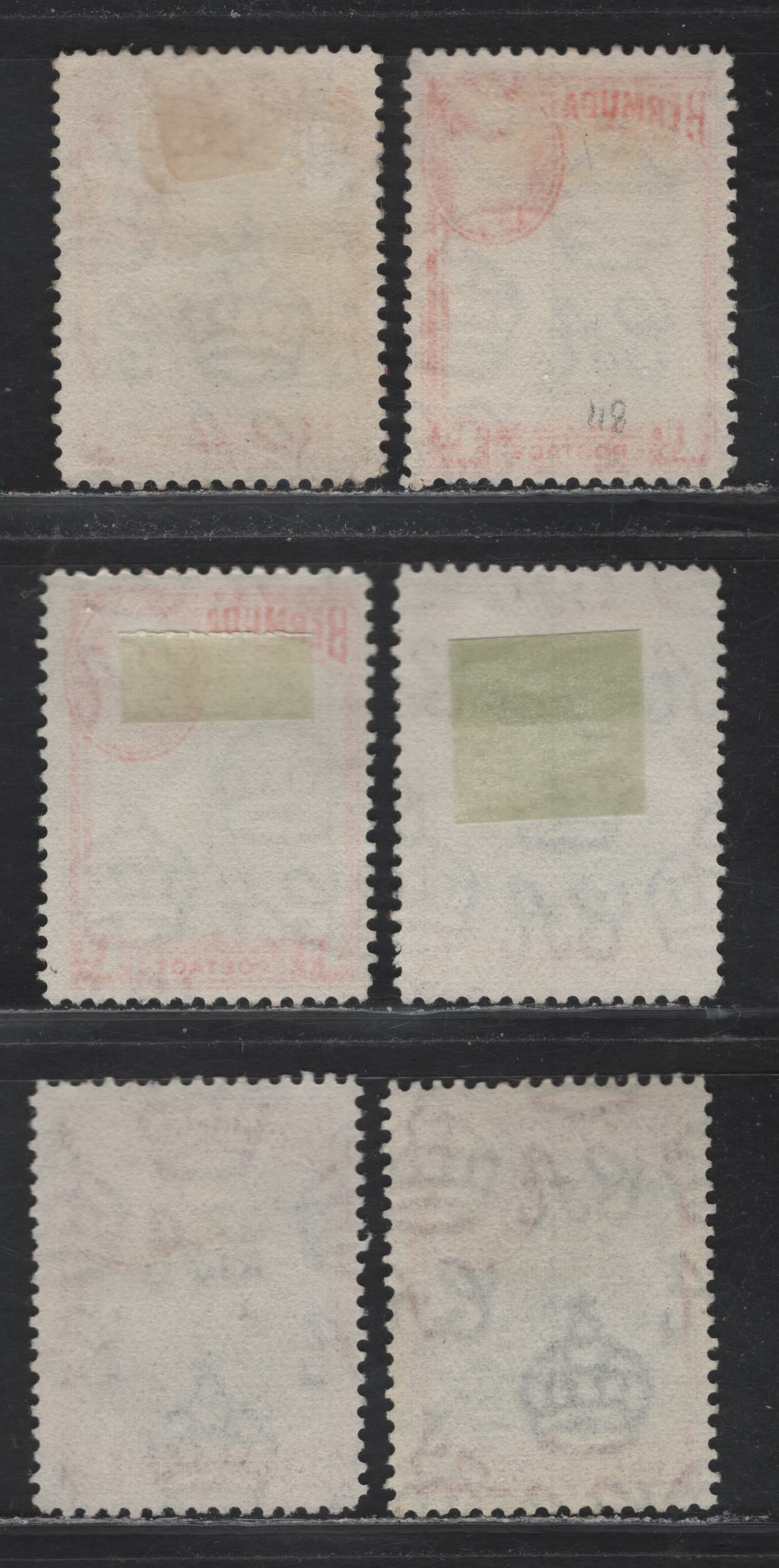 Lot 213 Bermuda (C) SG#110 1d Black & Claret -Black & Deep Red , 1936-1952 KGVI Pictorial Issue, 6 Fine/Very Fine Used Singles, 1938 Printing With Line Perf & October 1950 Comb Printing, Different Papers