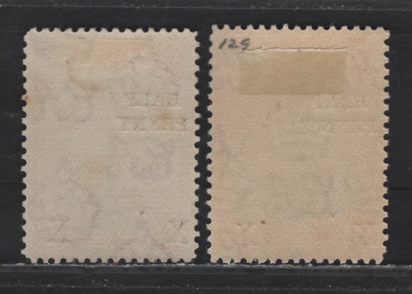 Lot 216 Bermuda (C) SG#122 1/2d on 1d Black & Rosy Vermillion - Black & Deep Scarlet , 1936-1952 KGVI Pictorial Issue, 2 F/VFOG Singles, 1940 Printings, Crackly Gum & Opaque Paper With Barely Visible Wmk, 12.5mm Between Penny & X's.