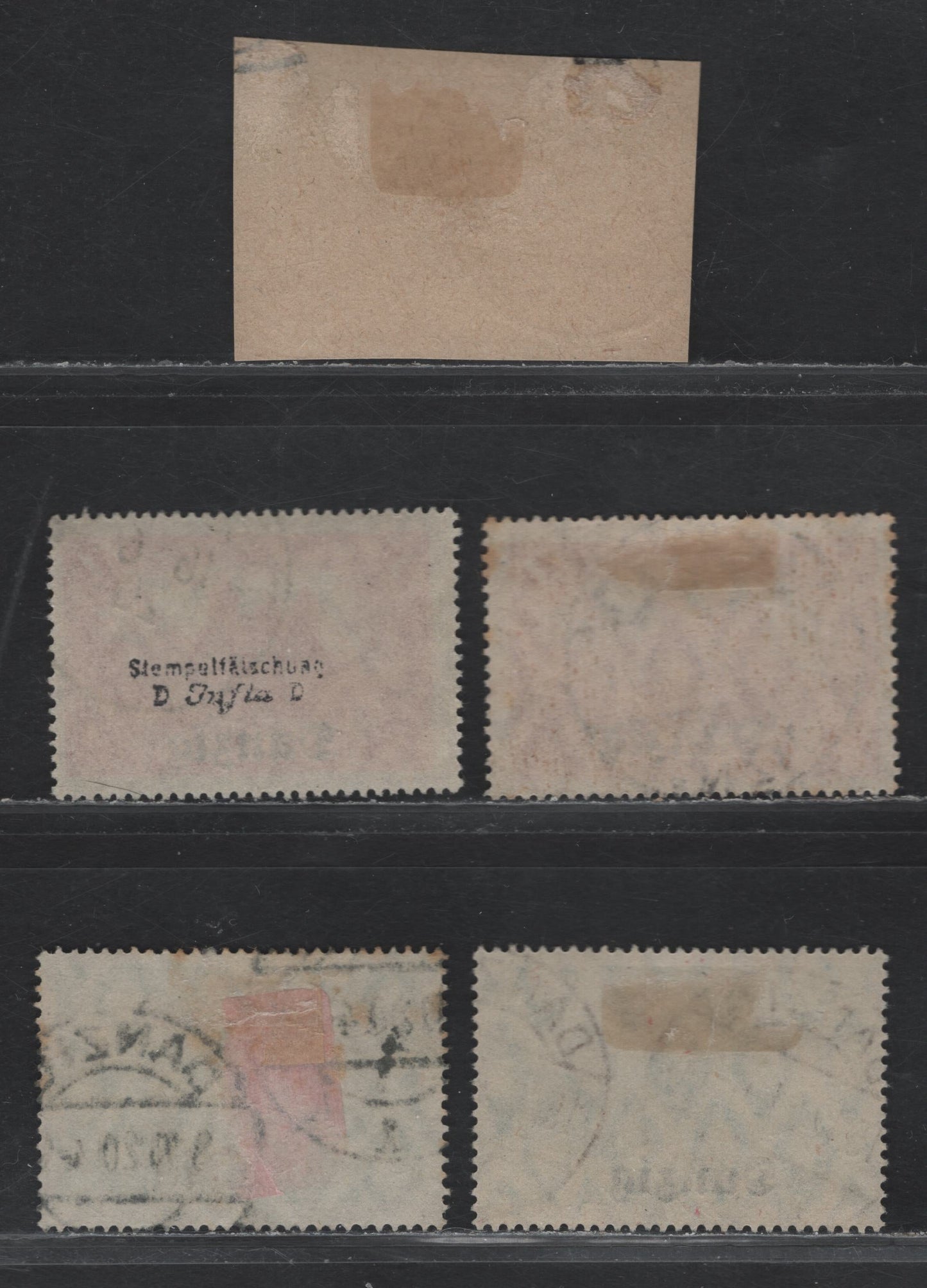 Lot 253 Danzig SC#8-9 (Michel# 8, 9a) 1m - 1.25m Red - Green , 1920 Overprinted Danzig Germania Issue, 5 Fine/Very Fine Used Singles, Various CTO & Postal Cancels, I Believe The 1m Stamps Are All CTO, But The 1.25m Are Postal